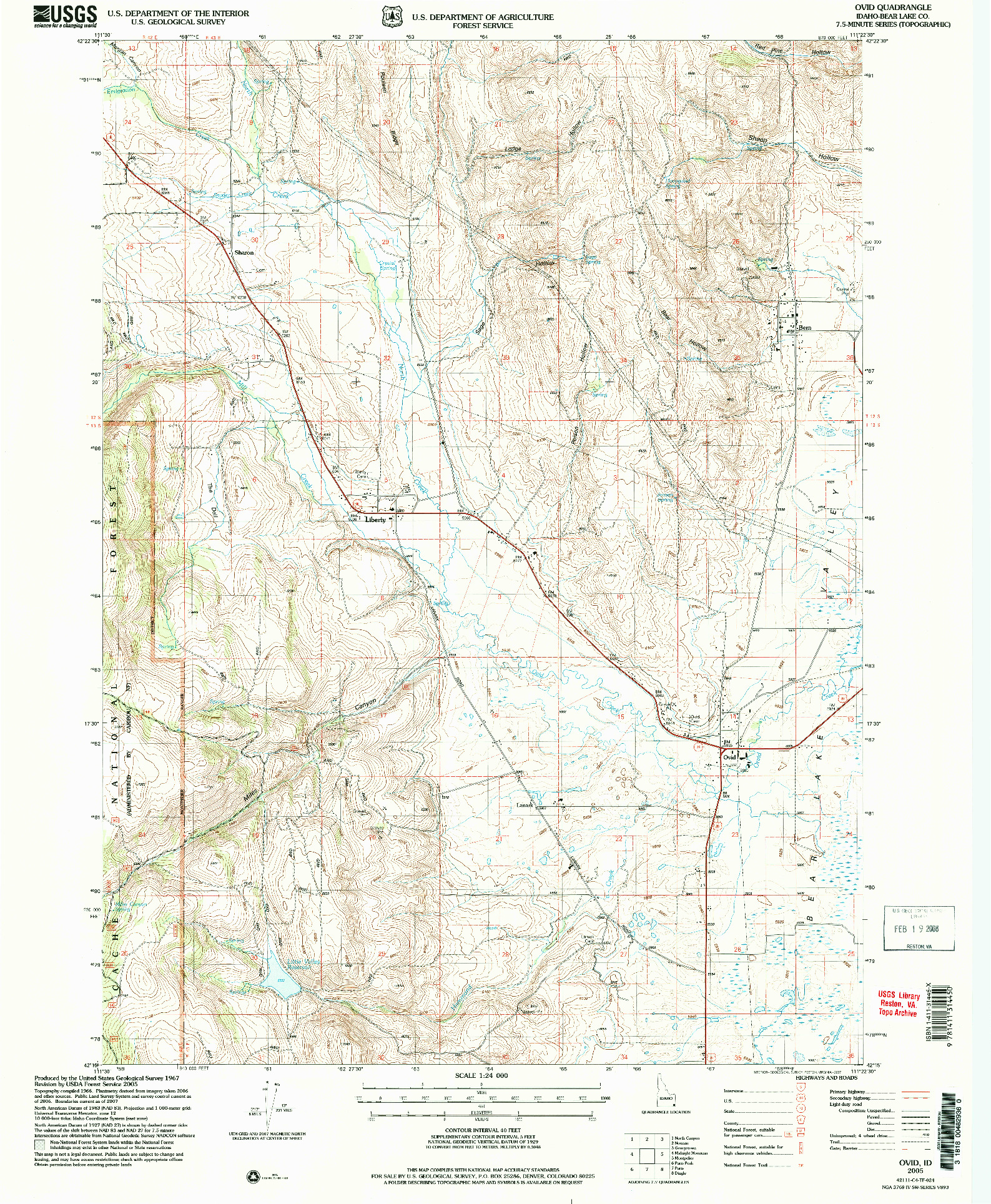 USGS 1:24000-SCALE QUADRANGLE FOR OVID, ID 2005