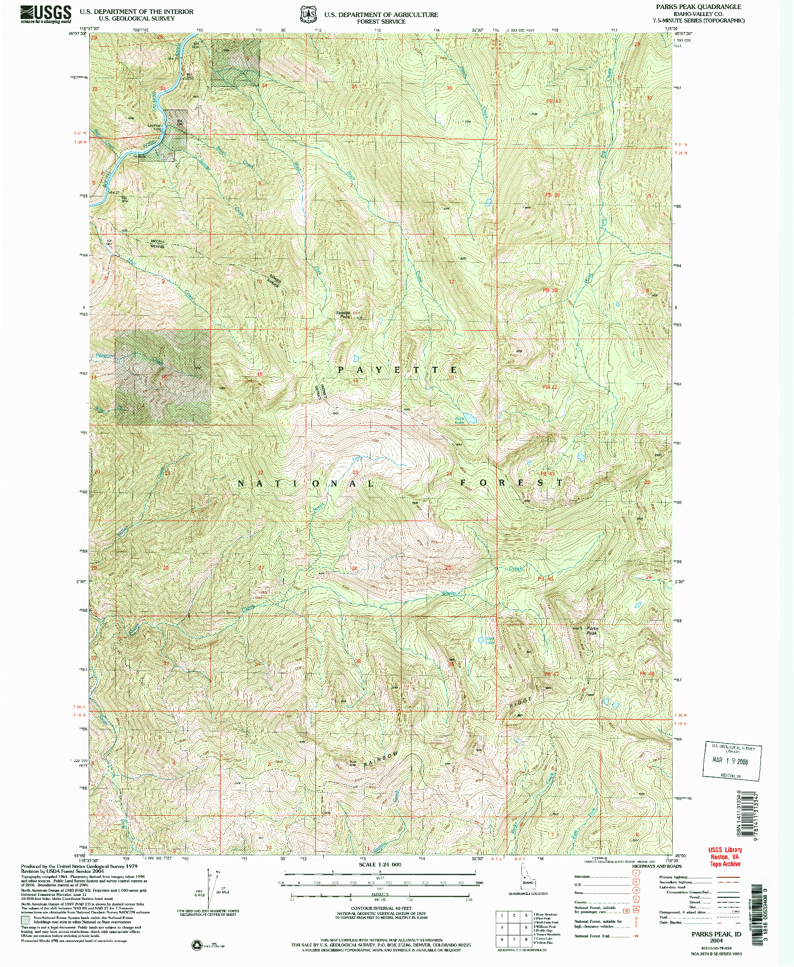 USGS 1:24000-SCALE QUADRANGLE FOR PARKS PEAK, ID 2004