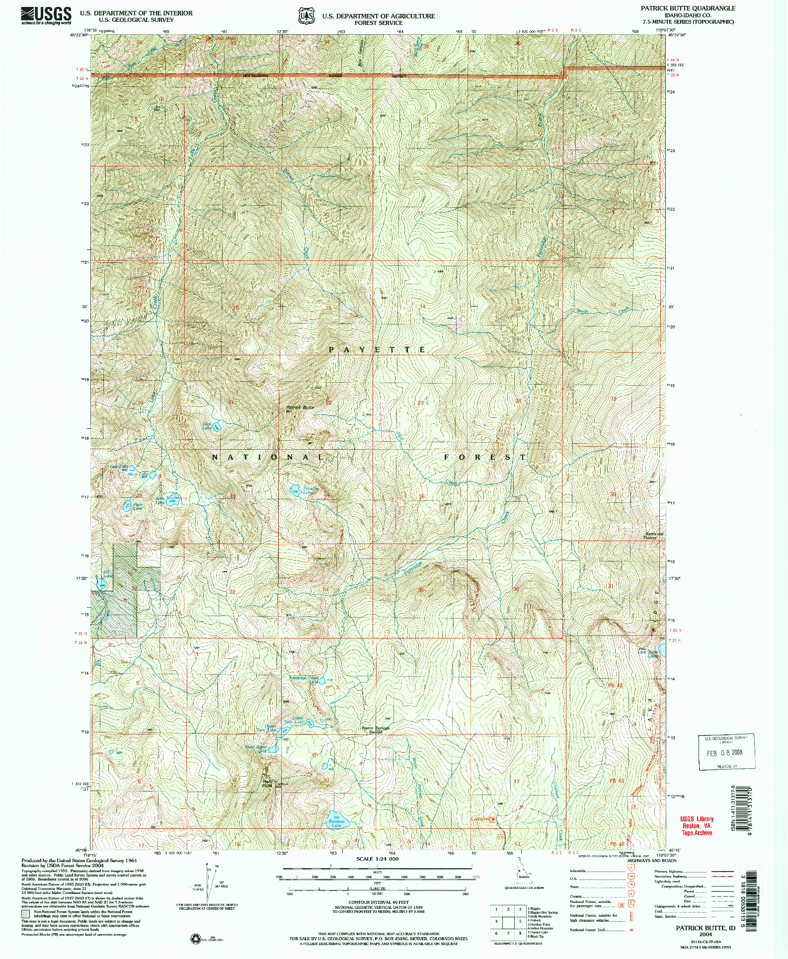 USGS 1:24000-SCALE QUADRANGLE FOR PATRICK BUTTE, ID 2004