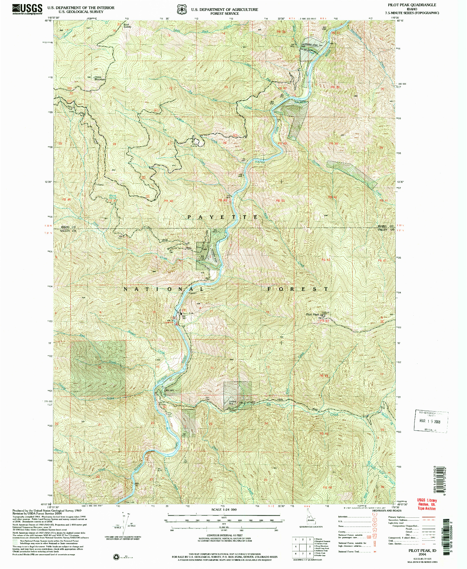 USGS 1:24000-SCALE QUADRANGLE FOR PILOT PEAK, ID 2004