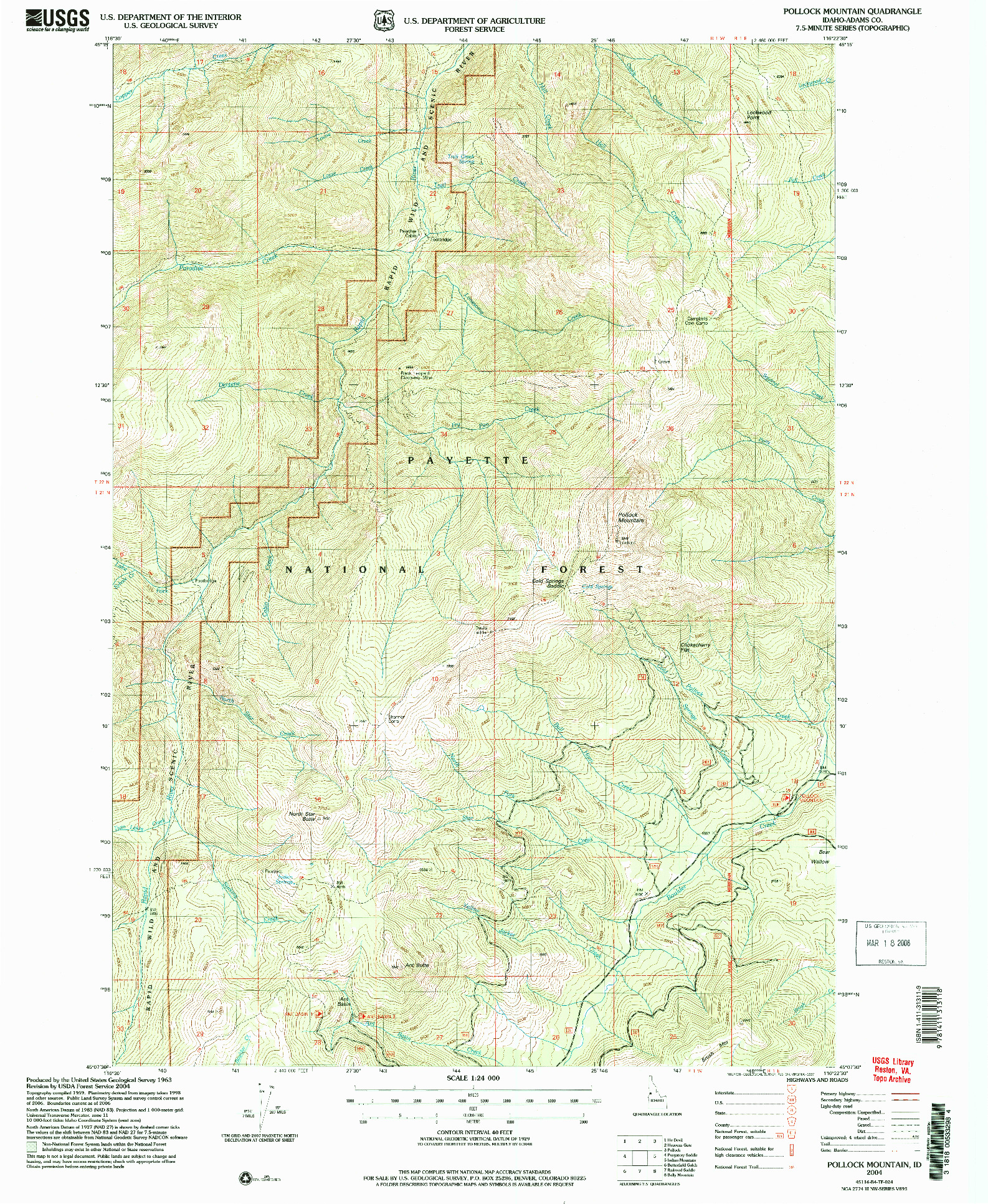 USGS 1:24000-SCALE QUADRANGLE FOR POLLOCK MOUNTAIN, ID 2004