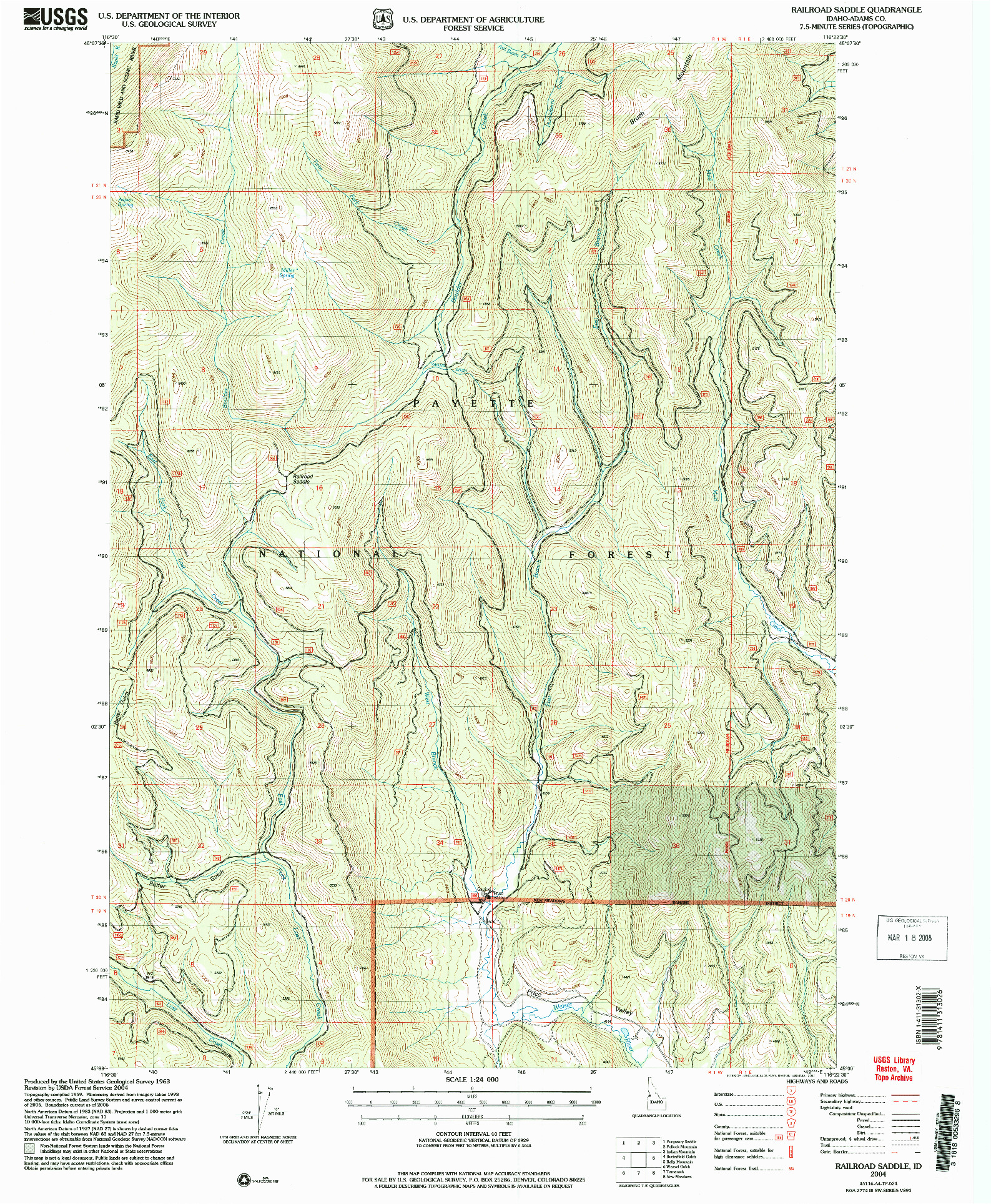 USGS 1:24000-SCALE QUADRANGLE FOR RAILROAD SADDLE, ID 2004