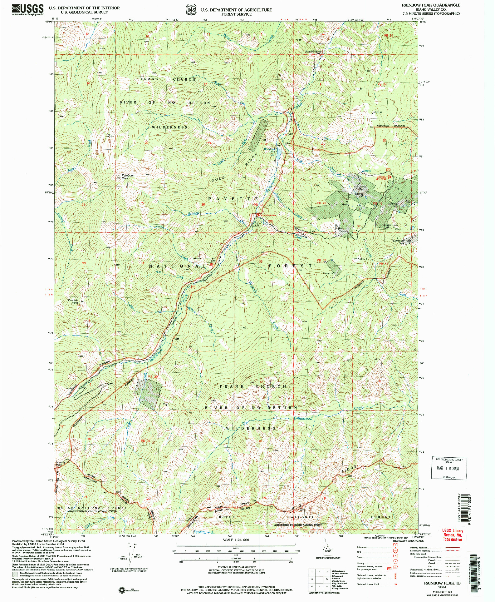 USGS 1:24000-SCALE QUADRANGLE FOR RAINBOW PEAK, ID 2004