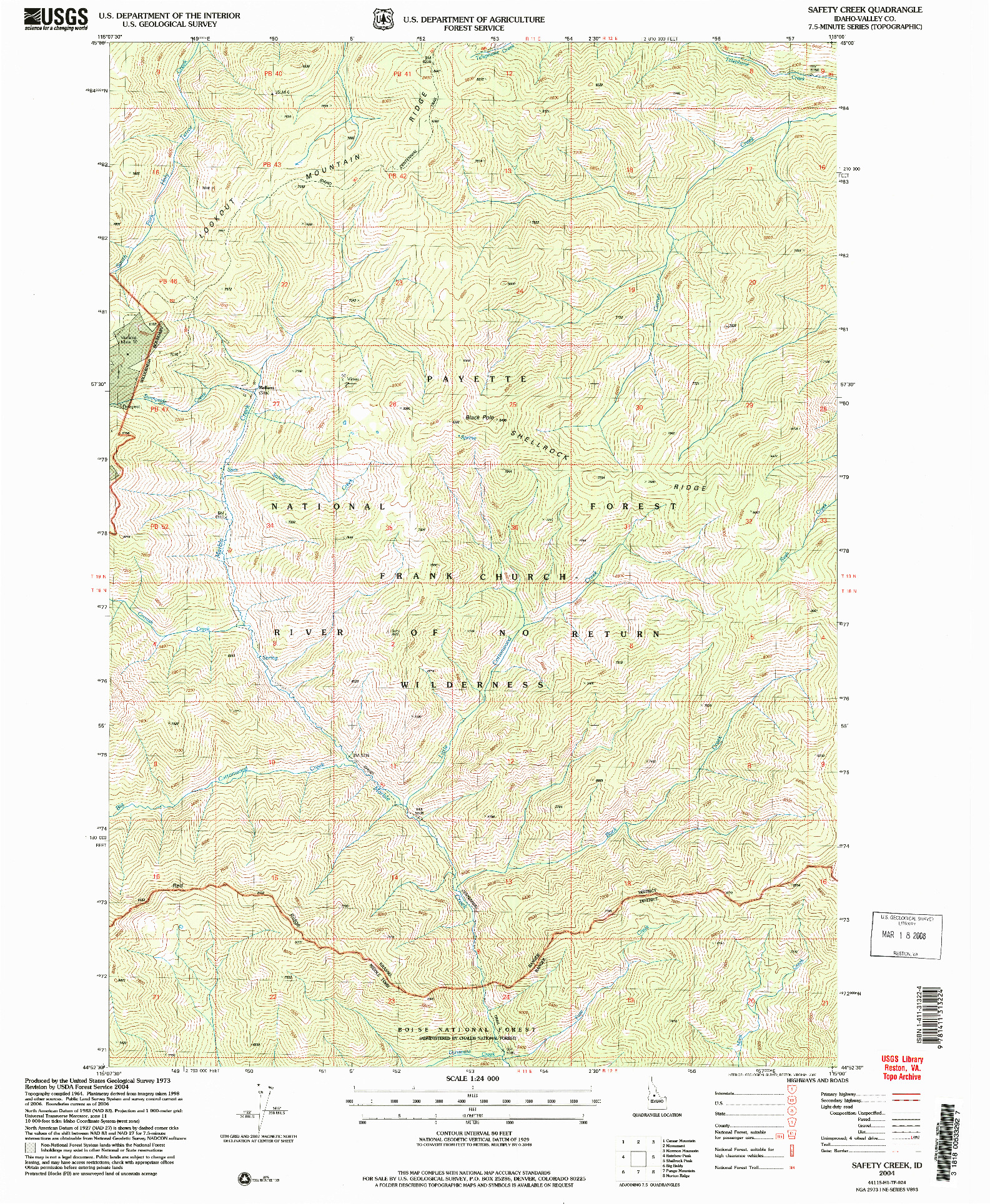 USGS 1:24000-SCALE QUADRANGLE FOR SAFETY CREEK, ID 2004