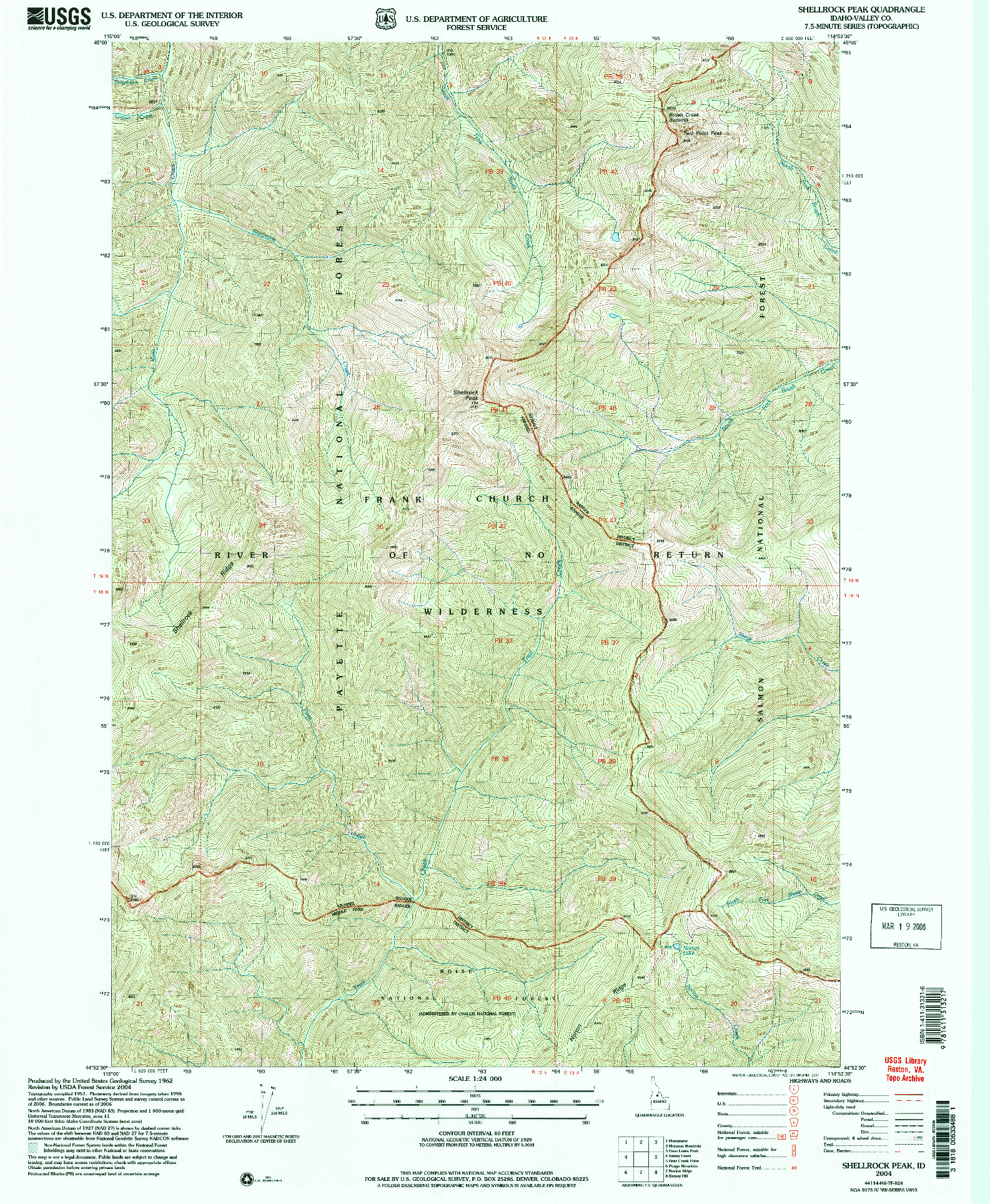 USGS 1:24000-SCALE QUADRANGLE FOR SHELLROCK PEAK, ID 2004