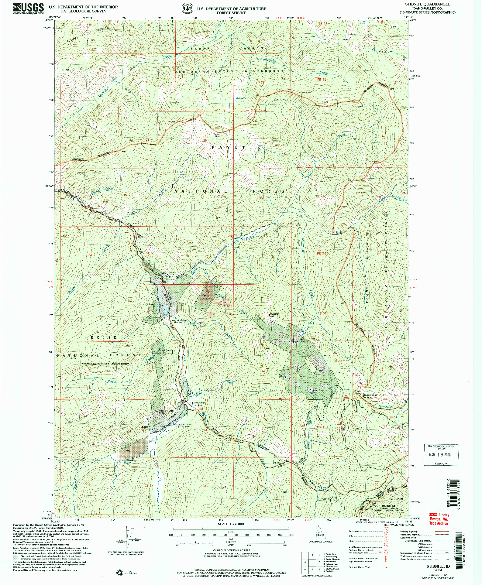 USGS 1:24000-SCALE QUADRANGLE FOR STIBNITE, ID 2004