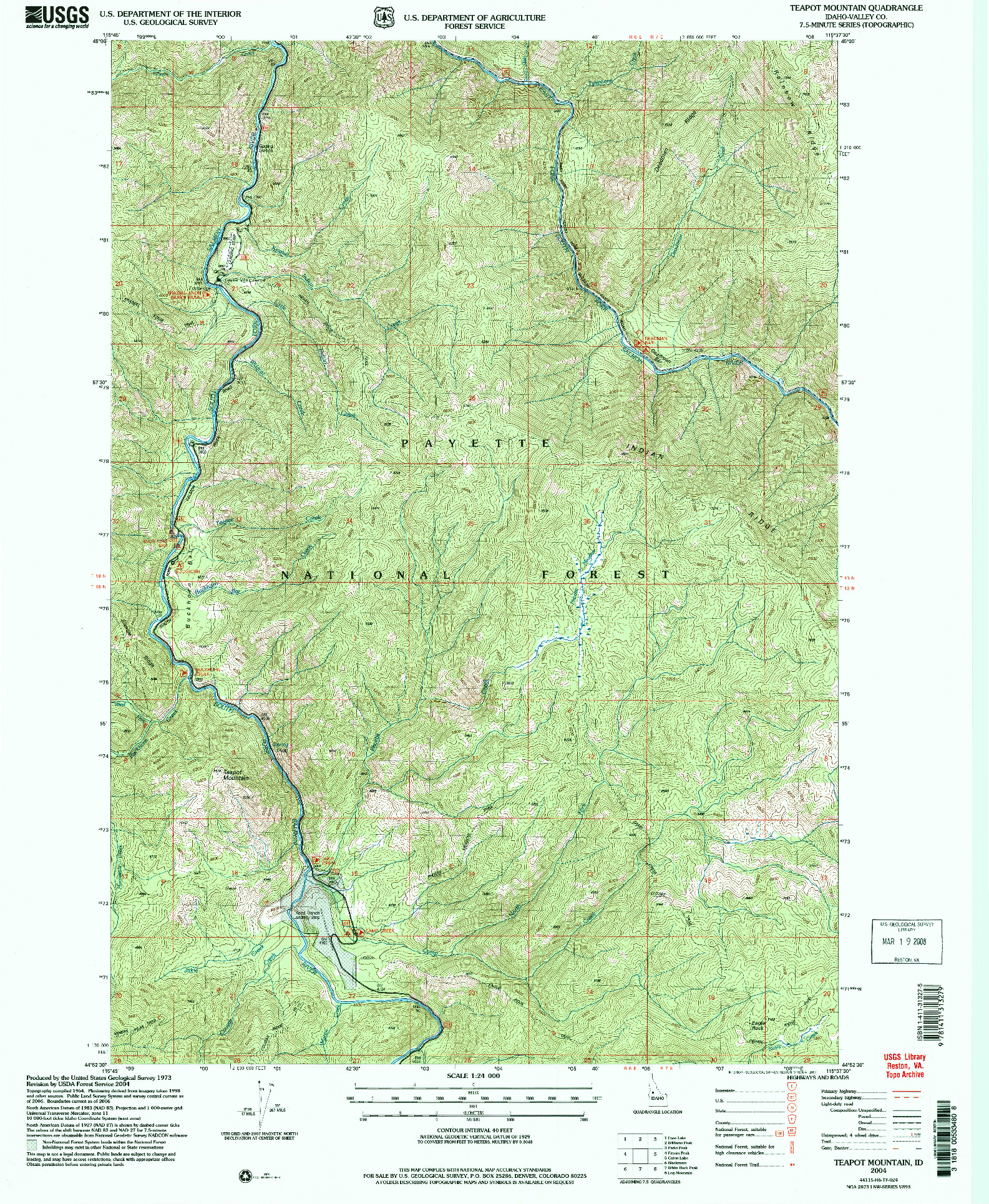 USGS 1:24000-SCALE QUADRANGLE FOR TEAPOT MOUNTAIN, ID 2004