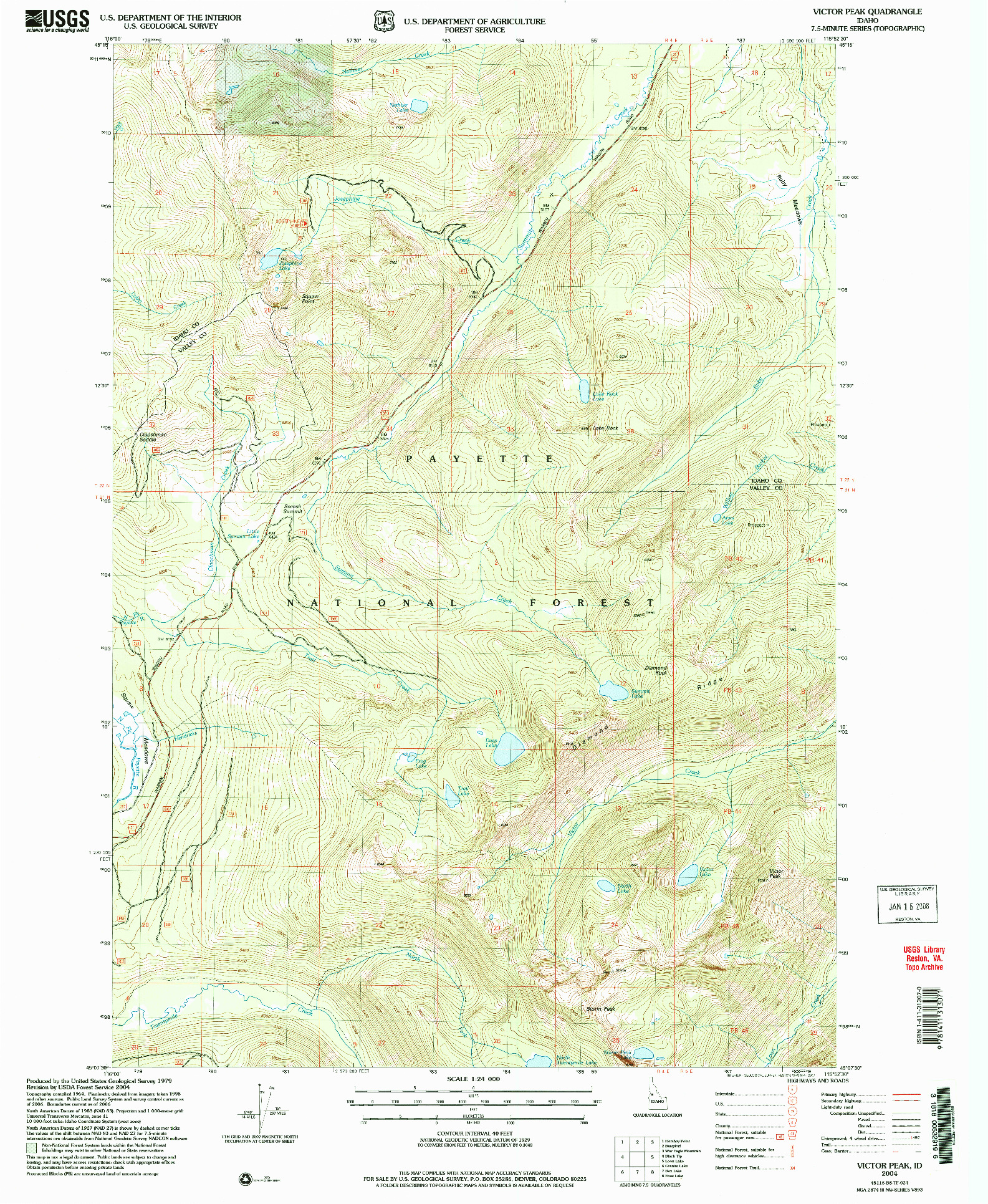USGS 1:24000-SCALE QUADRANGLE FOR VICTOR PEAK, ID 2004