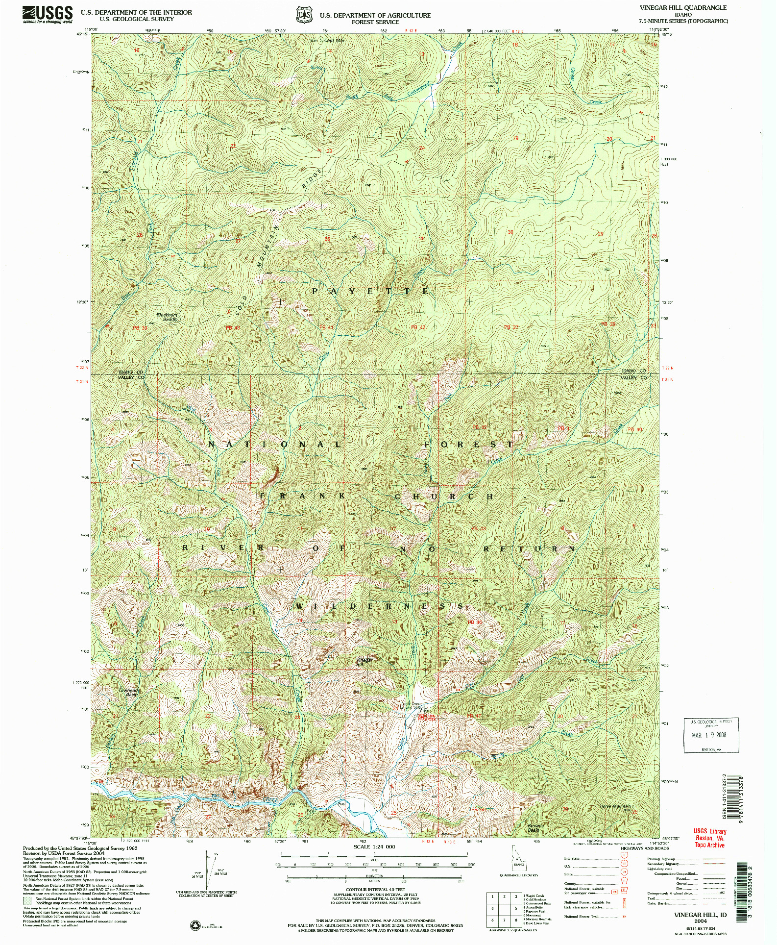 USGS 1:24000-SCALE QUADRANGLE FOR VINEGAR HILL, ID 2004
