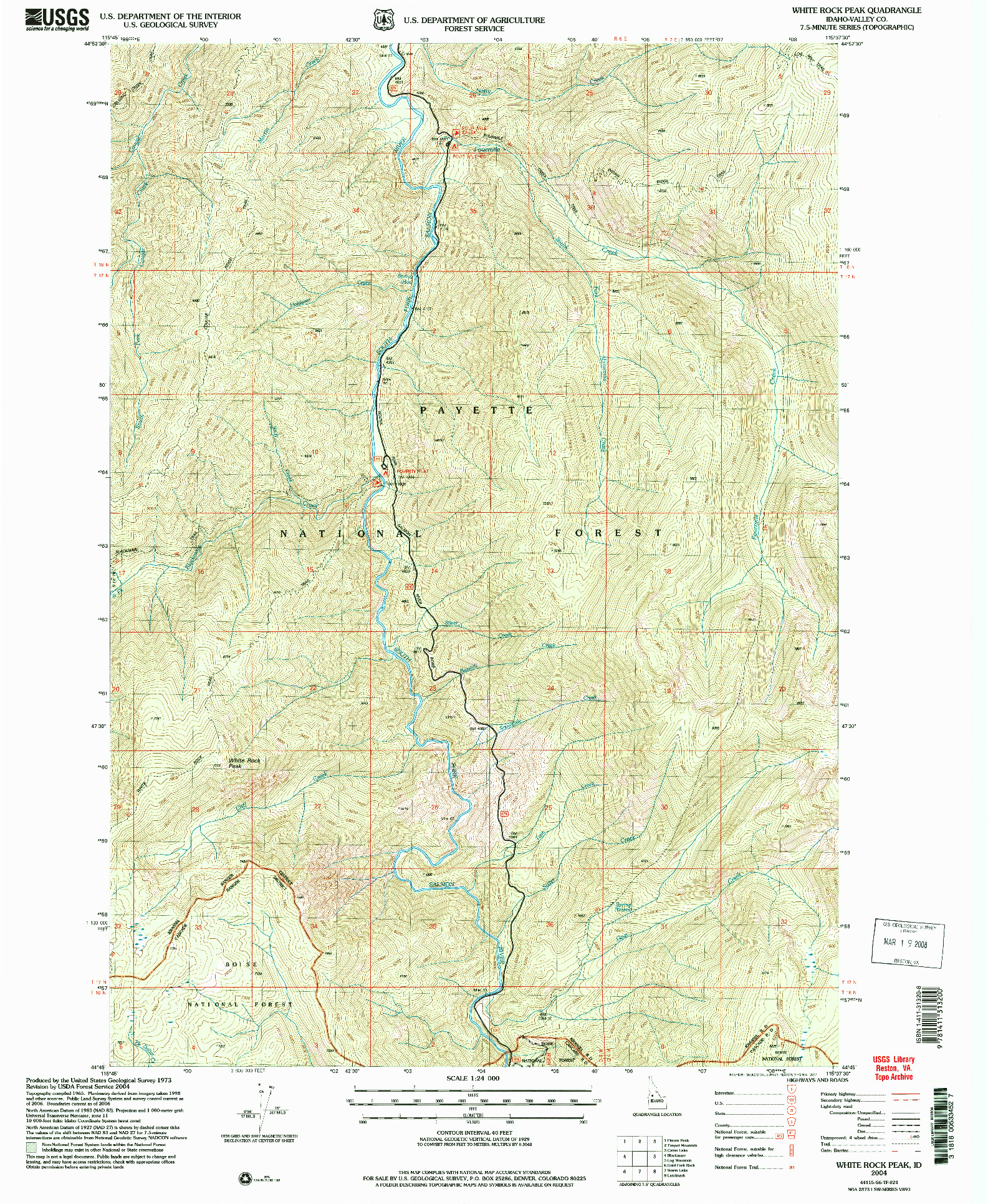 USGS 1:24000-SCALE QUADRANGLE FOR WHITE ROCK PEAK, ID 2004