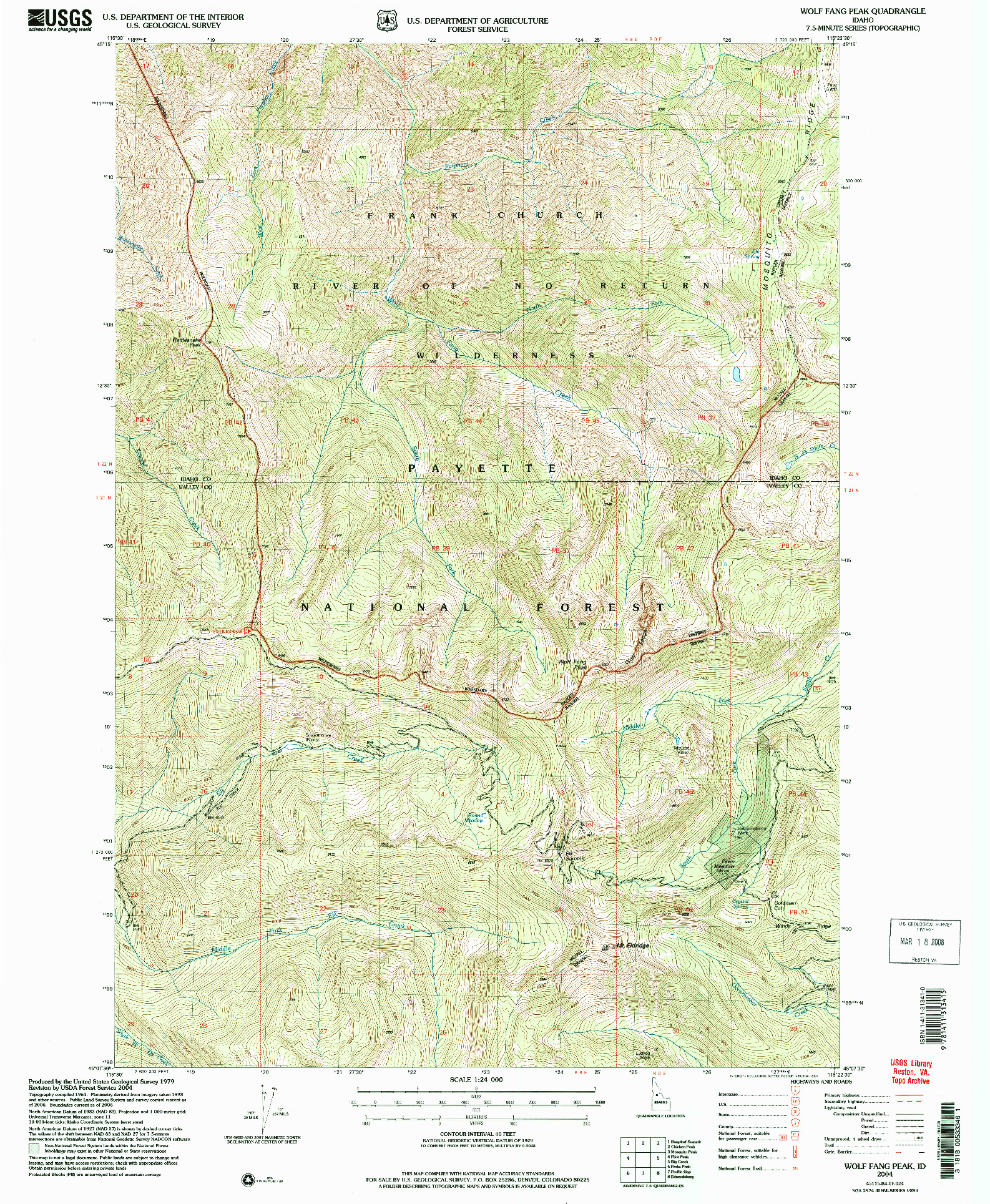 USGS 1:24000-SCALE QUADRANGLE FOR WOLF FANG PEAK, ID 2004