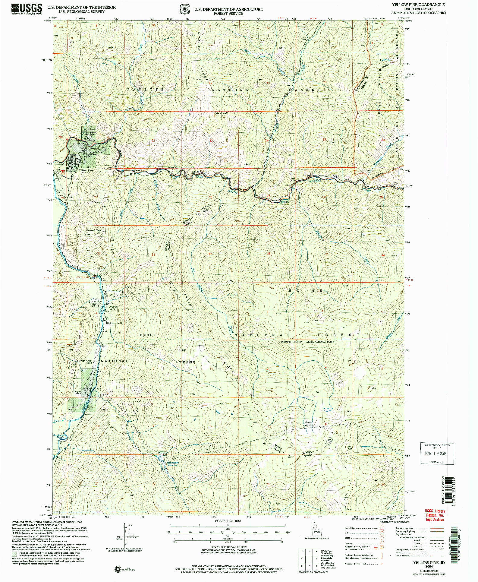 USGS 1:24000-SCALE QUADRANGLE FOR YELLOW PINE, ID 2004