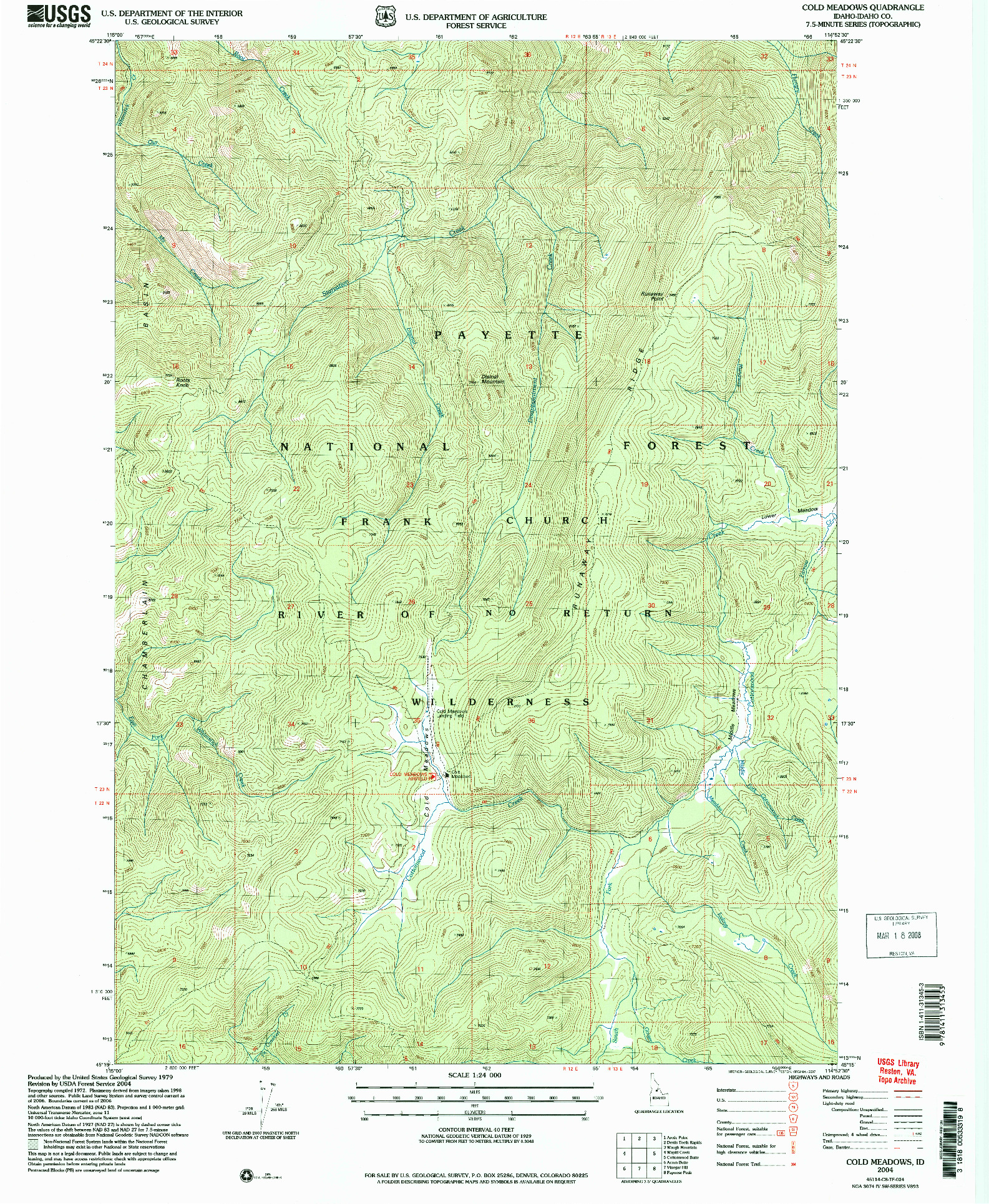 USGS 1:24000-SCALE QUADRANGLE FOR COLD MEADOWS, ID 2004
