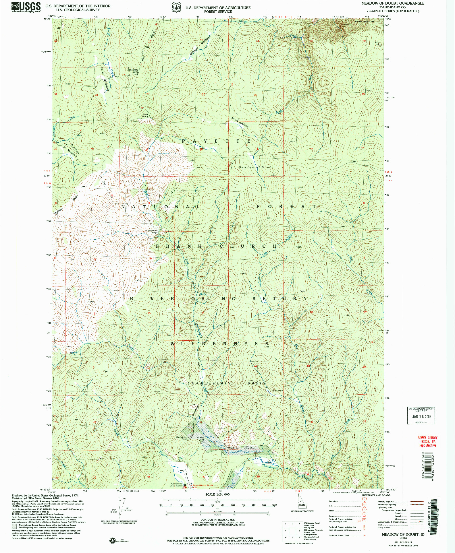 USGS 1:24000-SCALE QUADRANGLE FOR MEADOW OF DOUBT, ID 2004