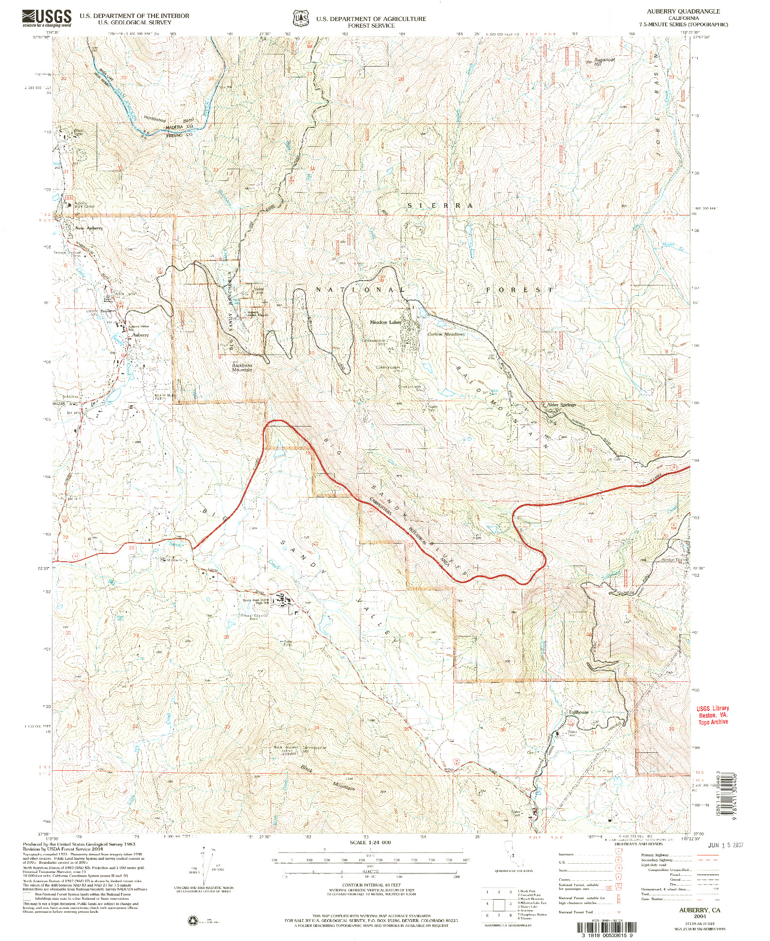 USGS 1:24000-SCALE QUADRANGLE FOR AUBERRY, CA 2004
