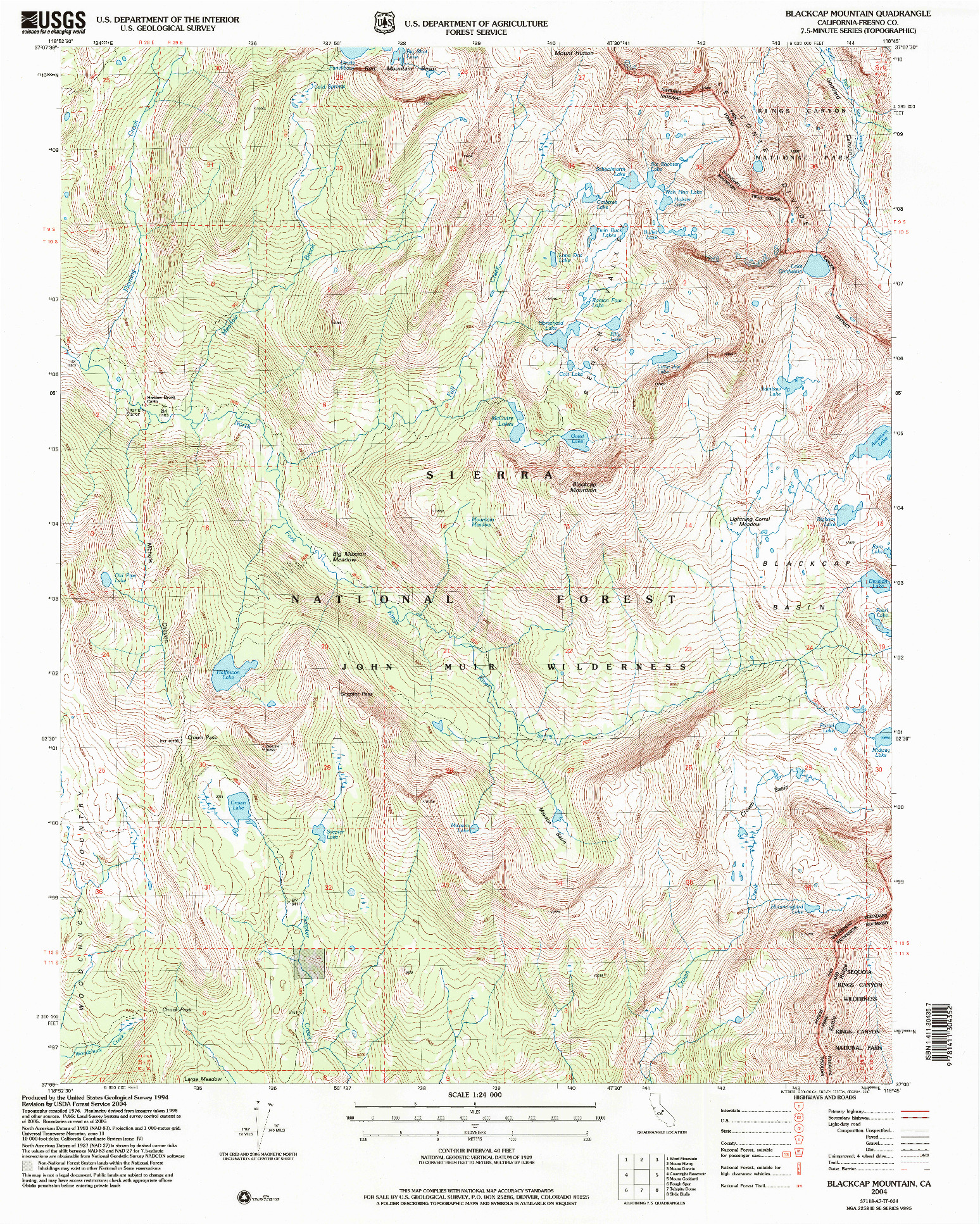 USGS 1:24000-SCALE QUADRANGLE FOR BLACKCAP MOUNTAIN, CA 2004