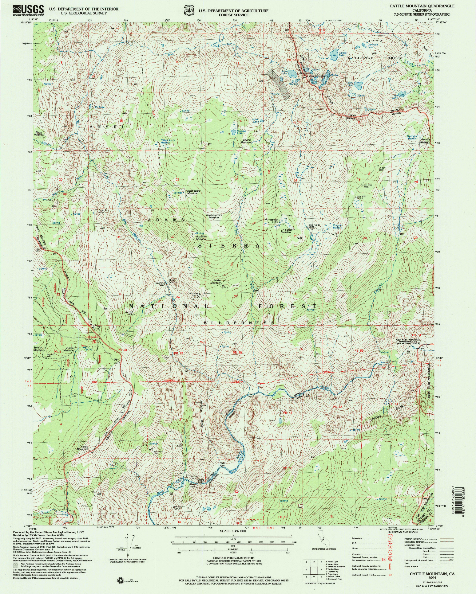 USGS 1:24000-SCALE QUADRANGLE FOR CATTLE MOUNTAIN, CA 2004