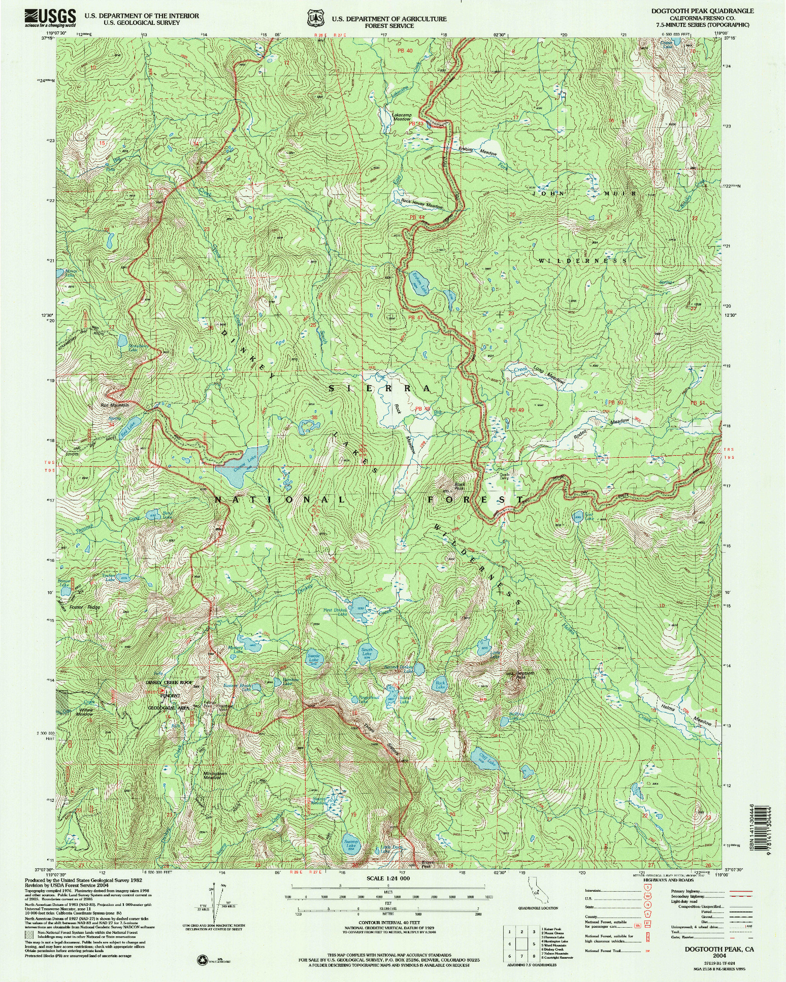 USGS 1:24000-SCALE QUADRANGLE FOR DOGTOOTH PEAK, CA 2004