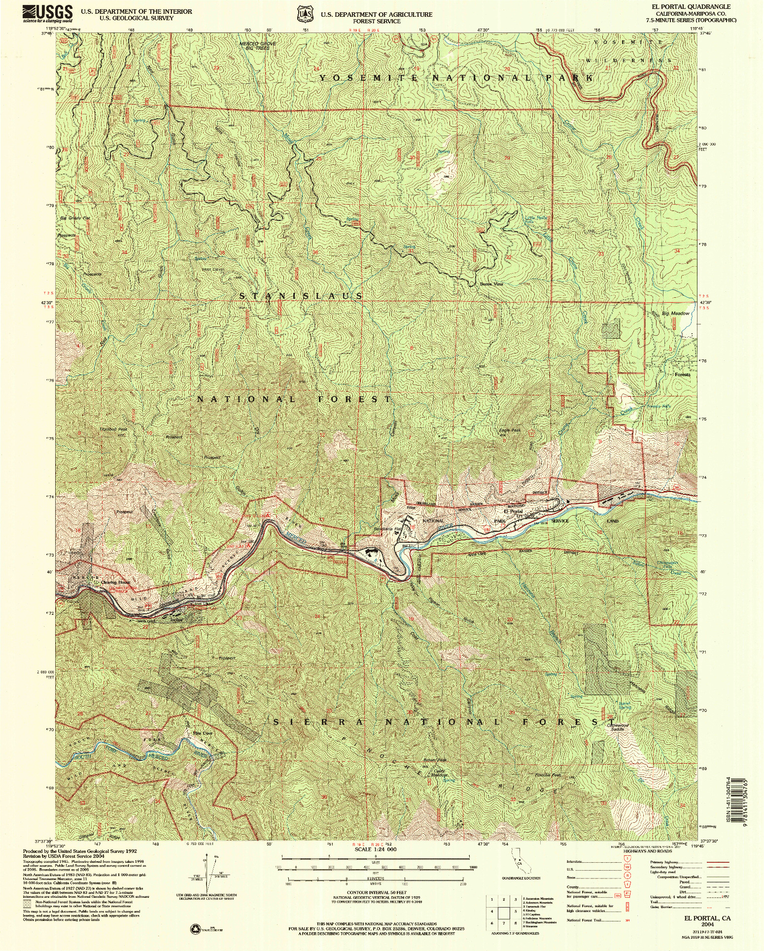 USGS 1:24000-SCALE QUADRANGLE FOR EL PORTAL, CA 2004