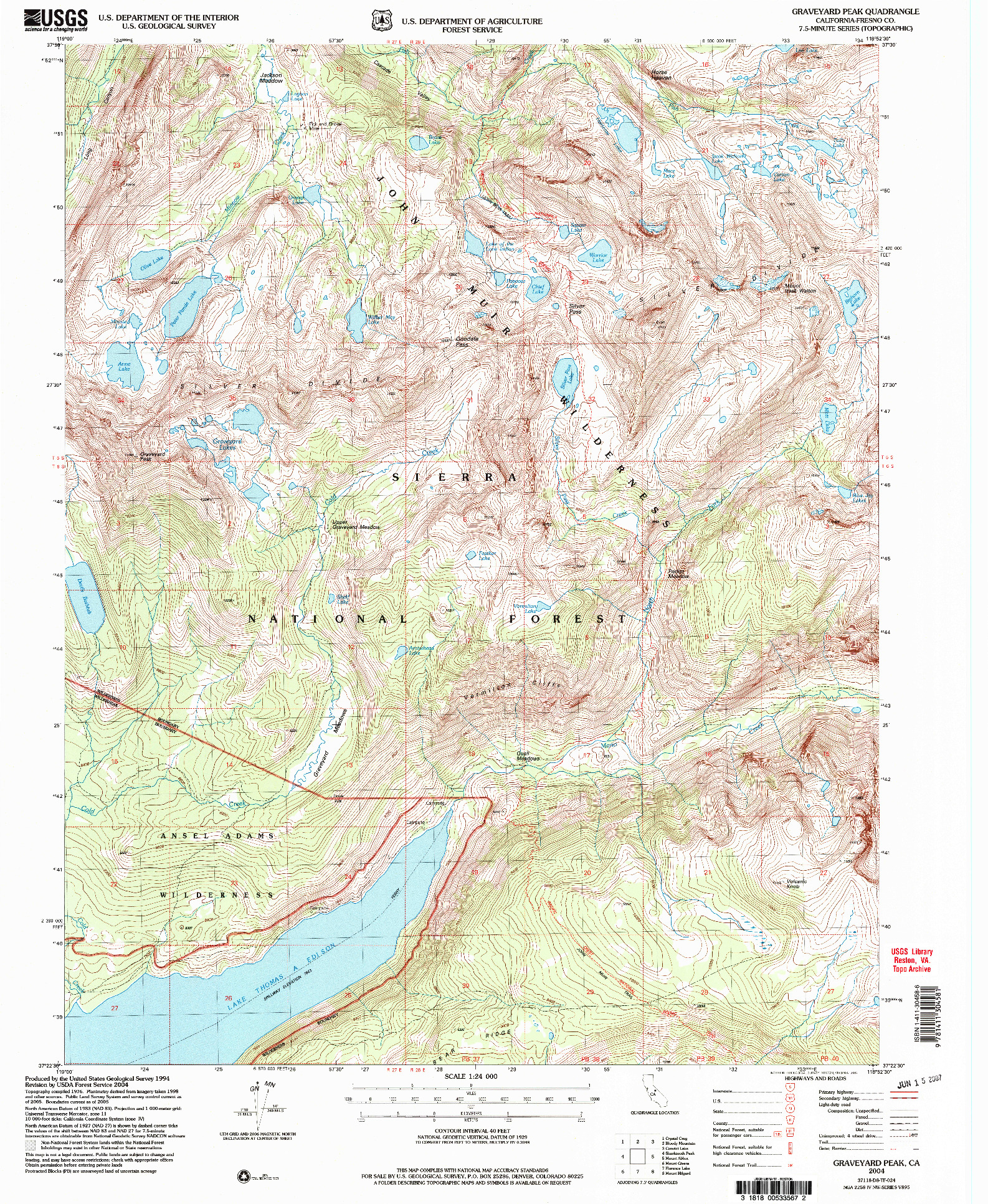 USGS 1:24000-SCALE QUADRANGLE FOR GRAVEYARD PEAK, CA 2004