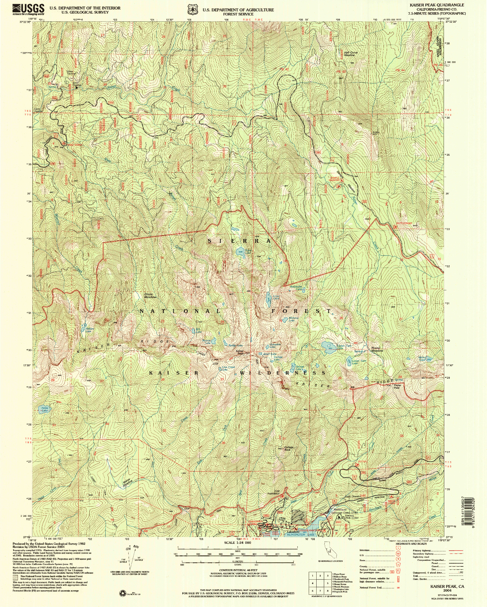 USGS 1:24000-SCALE QUADRANGLE FOR KAISER PEAK, CA 2004