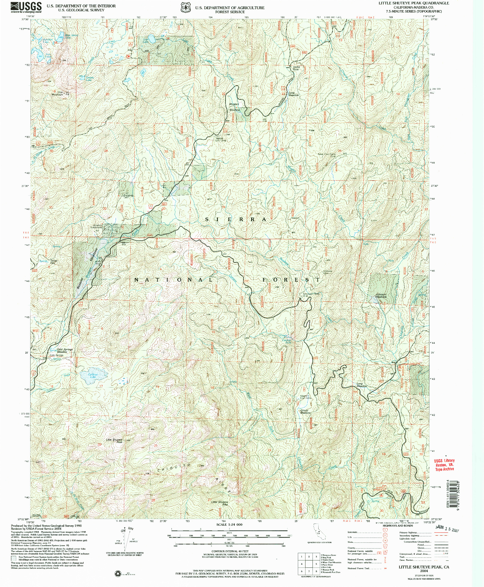 USGS 1:24000-SCALE QUADRANGLE FOR LITTLE SHUTEYE PEAK, CA 2004