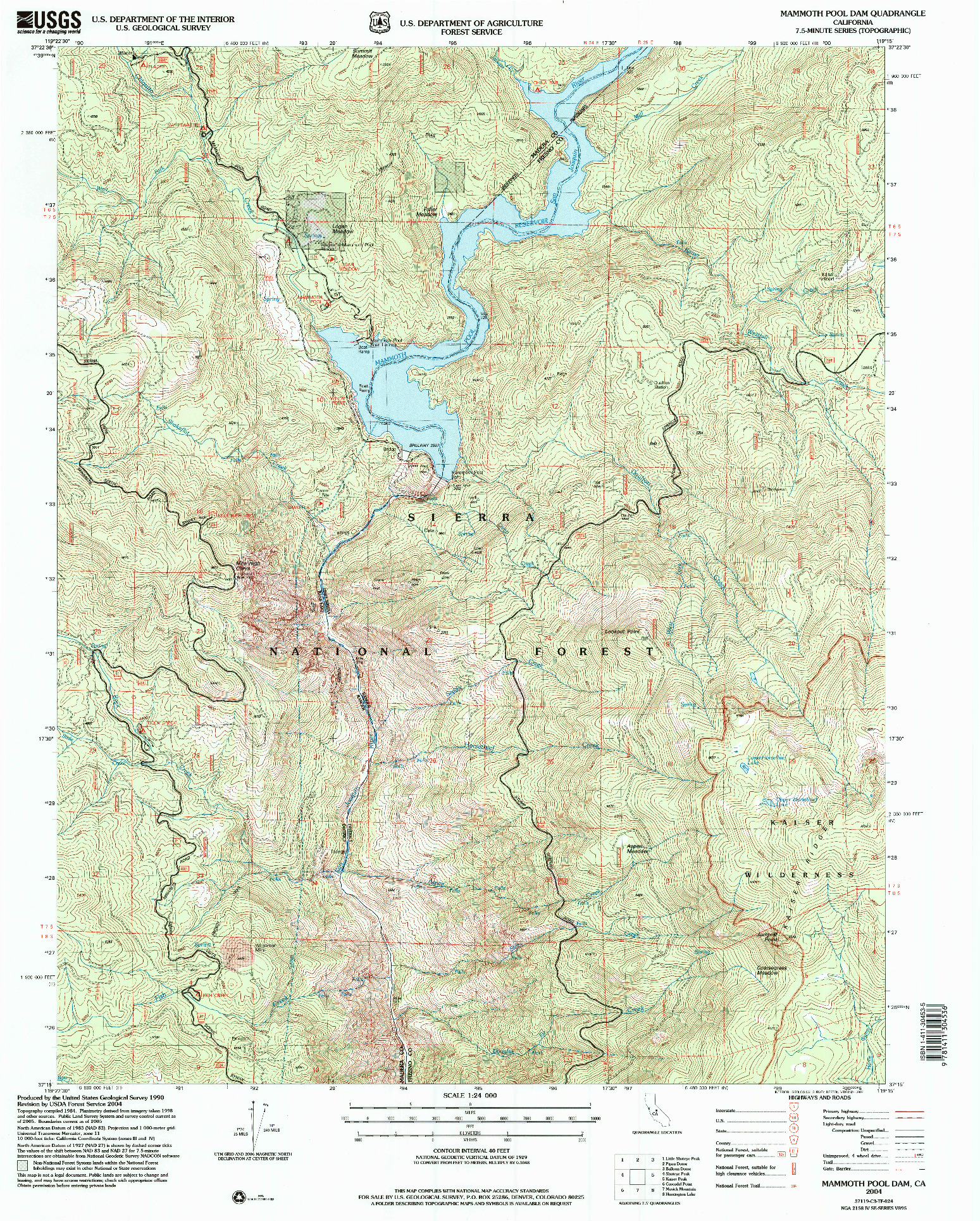 USGS 1:24000-SCALE QUADRANGLE FOR MAMMOTH POOL DAM, CA 2004