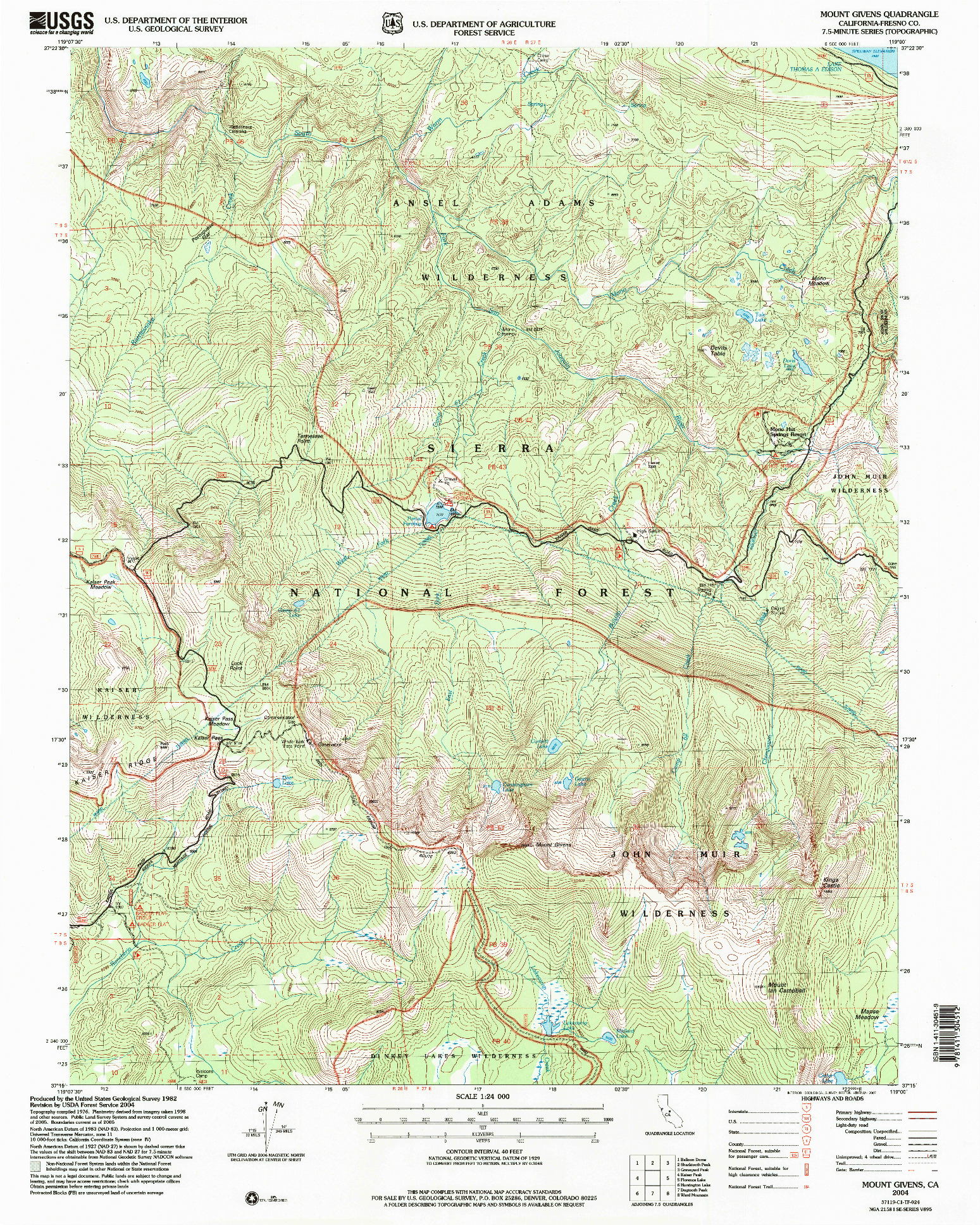 USGS 1:24000-SCALE QUADRANGLE FOR MOUNT GIVENS, CA 2004