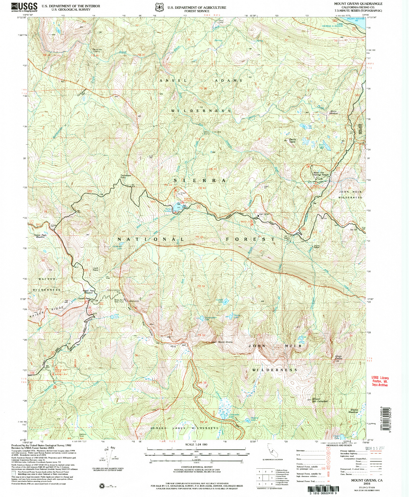 USGS 1:24000-SCALE QUADRANGLE FOR MOUNT GIVENS, CA 2004