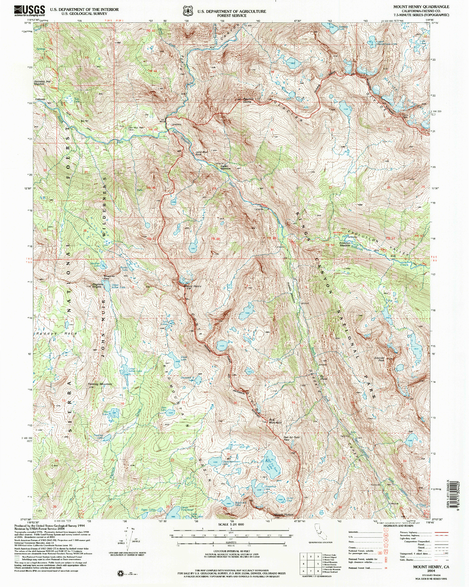 USGS 1:24000-SCALE QUADRANGLE FOR MOUNT HENRY, CA 2004