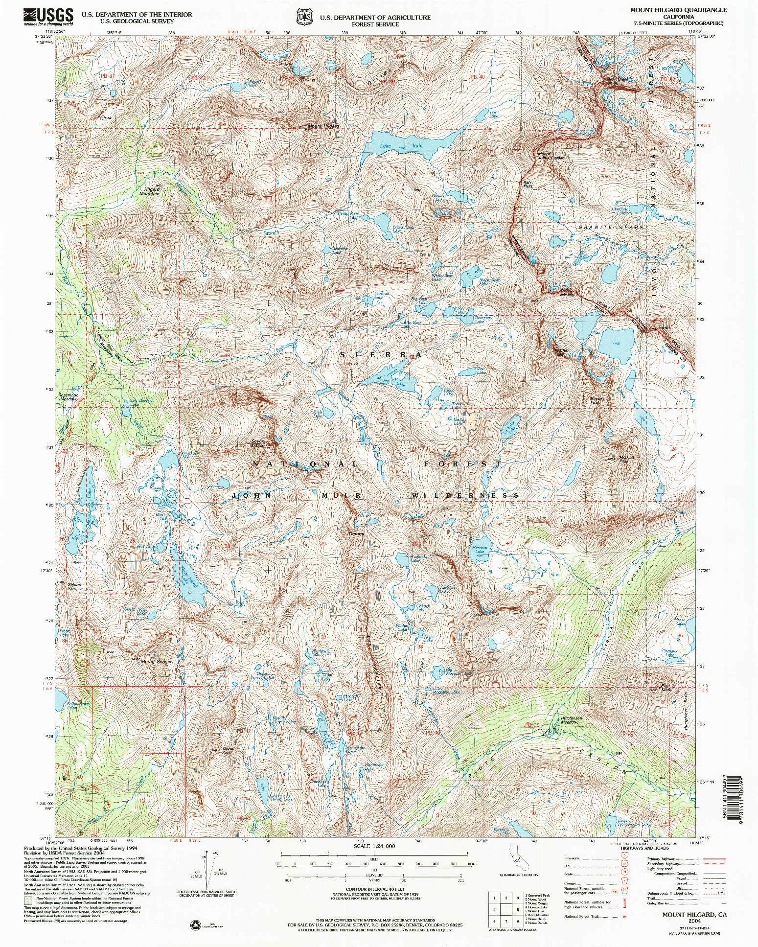 USGS 1:24000-SCALE QUADRANGLE FOR MOUNT HILGARD, CA 2004