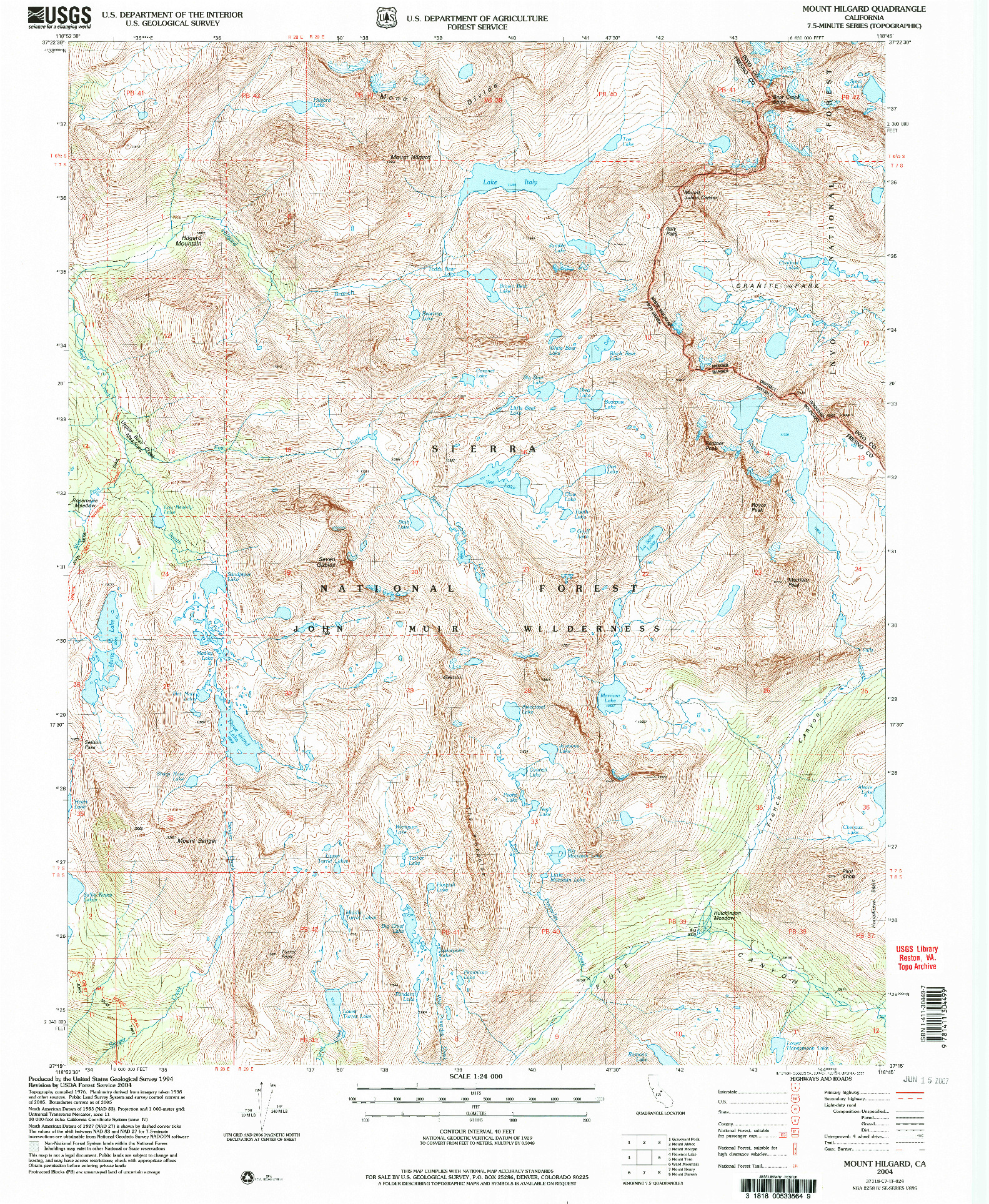 USGS 1:24000-SCALE QUADRANGLE FOR MOUNT HILGARD, CA 2004