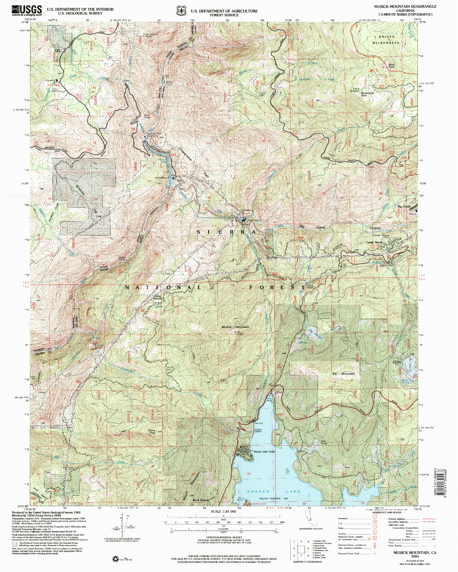 USGS 1:24000-SCALE QUADRANGLE FOR MUSICK MOUNTAIN, CA 2004