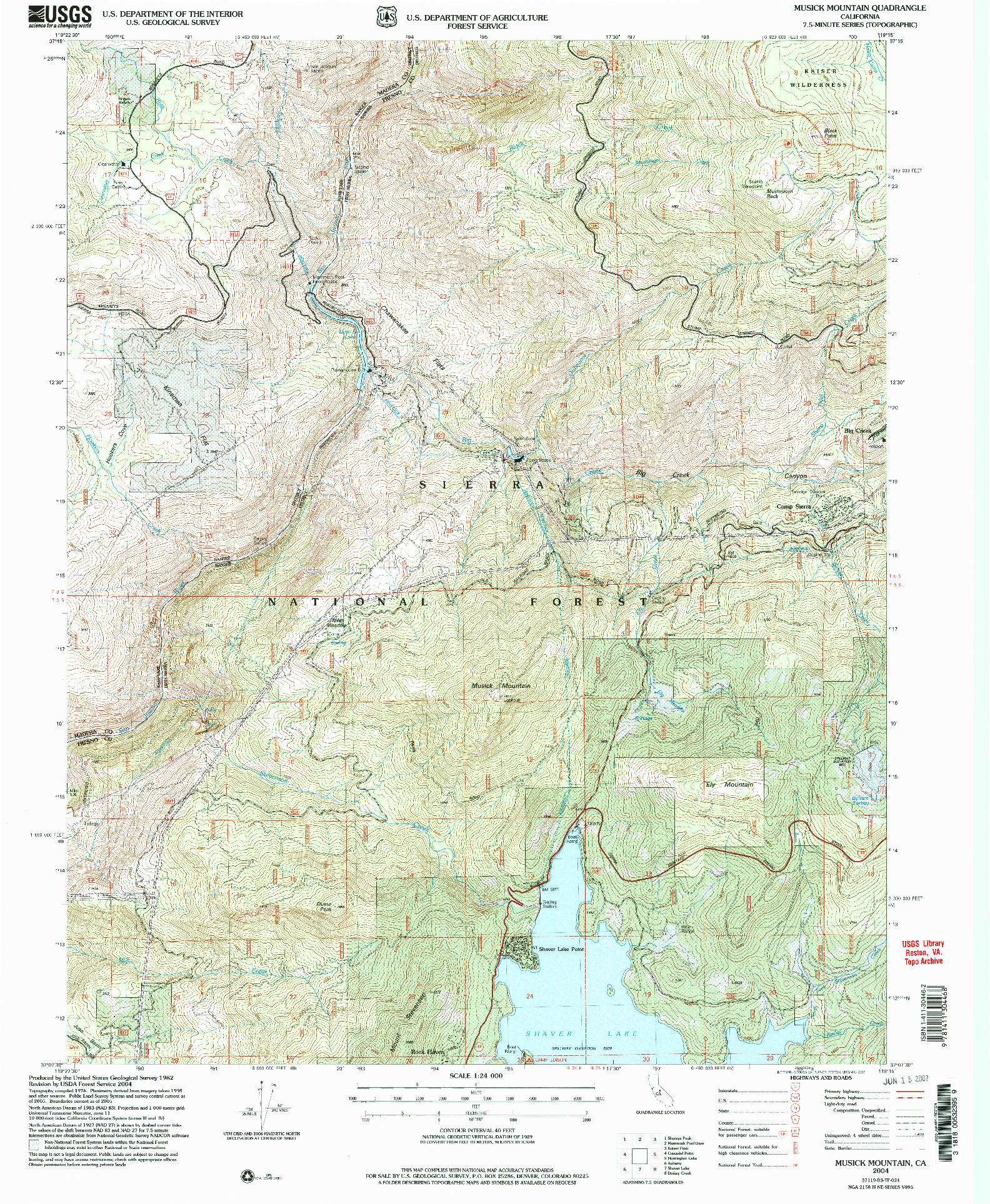 USGS 1:24000-SCALE QUADRANGLE FOR MUSICK MOUNTAIN, CA 2004