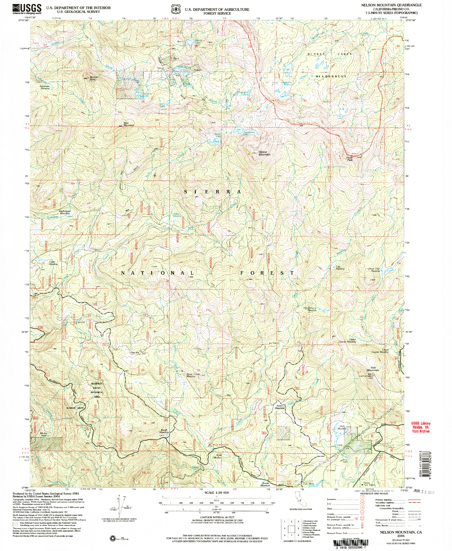 USGS 1:24000-SCALE QUADRANGLE FOR NELSON MOUNTAIN, CA 2004