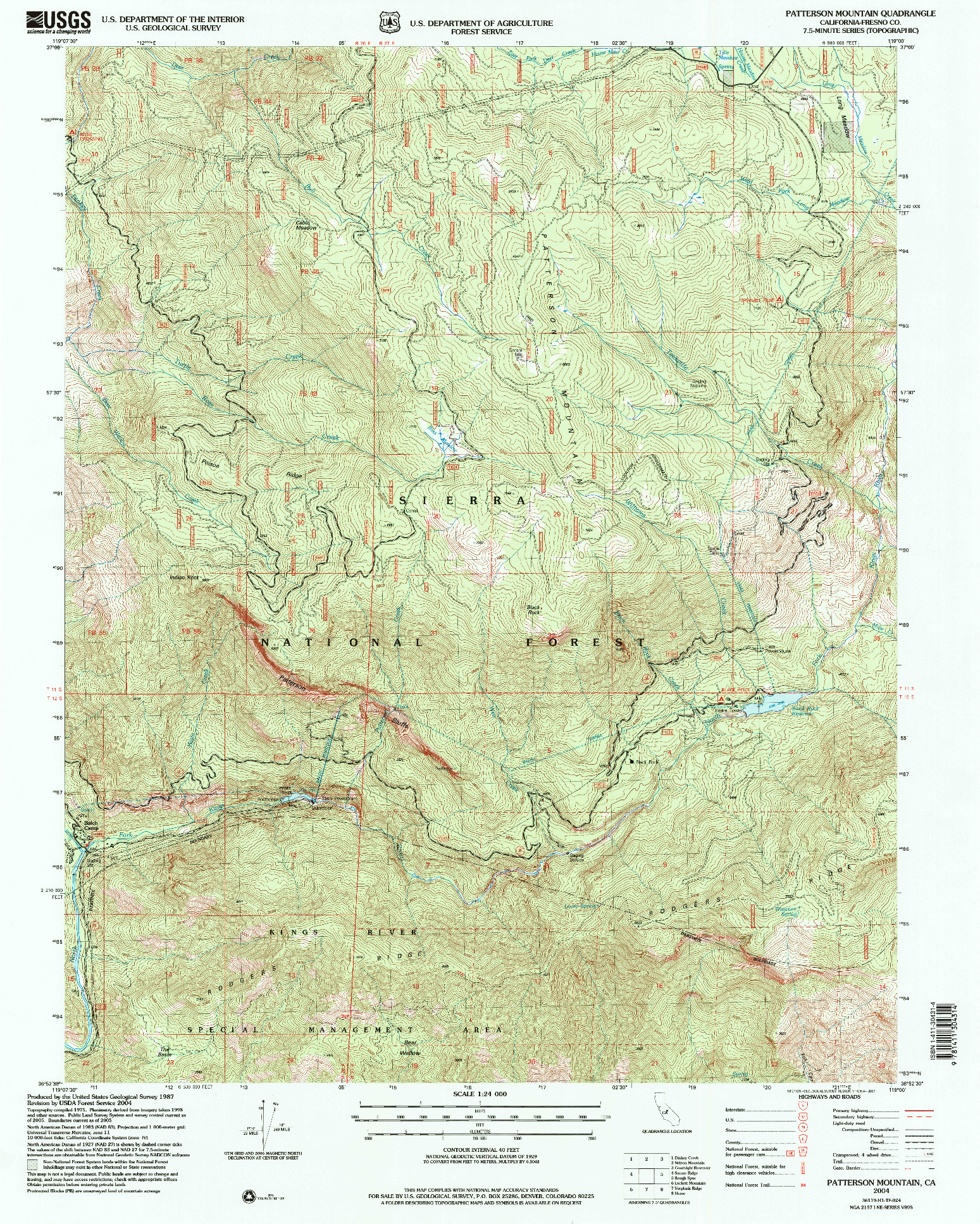 USGS 1:24000-SCALE QUADRANGLE FOR PATTERSON MOUNTAIN, CA 2004