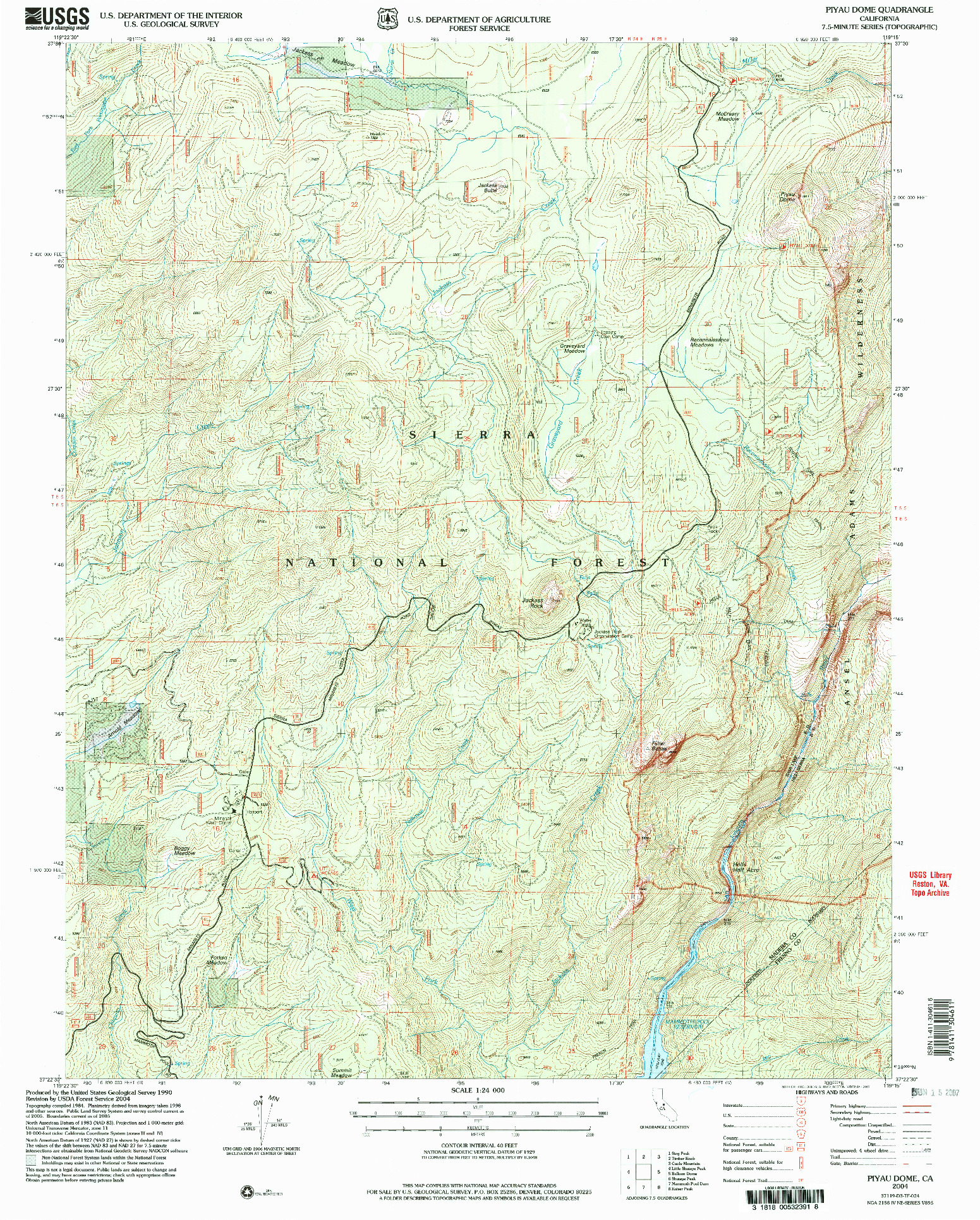 USGS 1:24000-SCALE QUADRANGLE FOR PIYAU DOME, CA 2004
