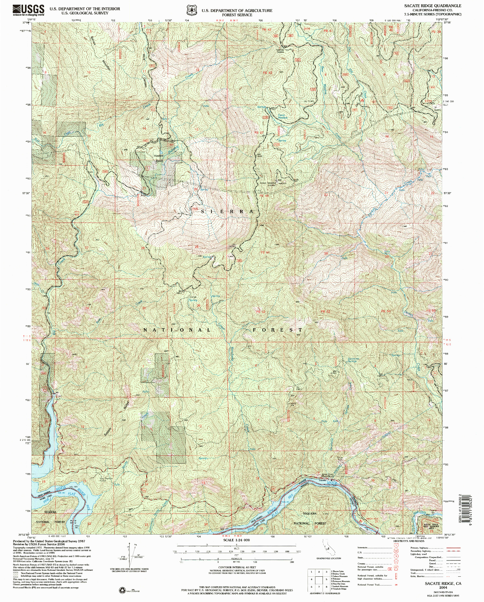 USGS 1:24000-SCALE QUADRANGLE FOR SACATE RIDGE, CA 2004