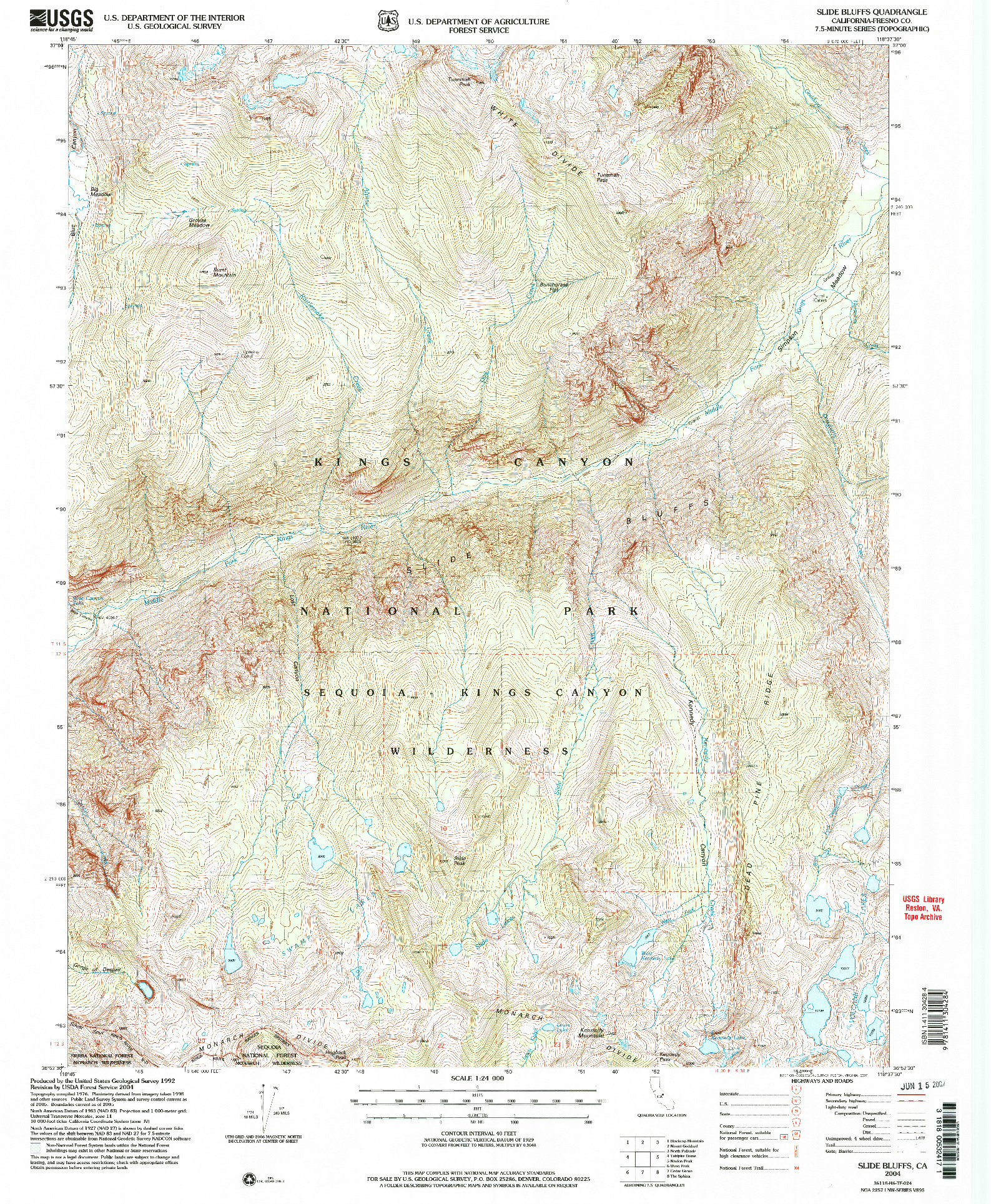 USGS 1:24000-SCALE QUADRANGLE FOR SLIDE BLUFFS, CA 2004