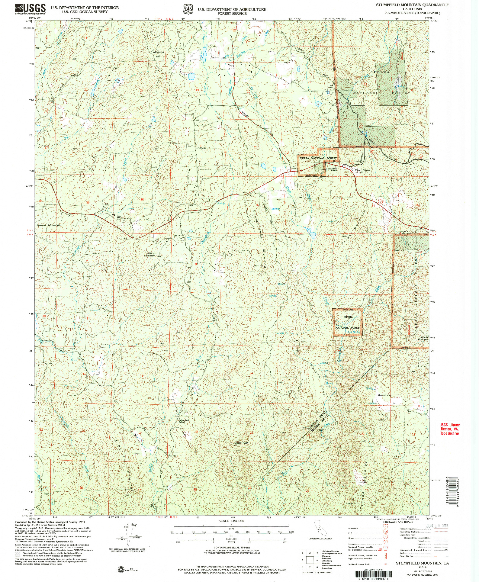 USGS 1:24000-SCALE QUADRANGLE FOR STUMPFIELD MOUNTAIN, CA 2004