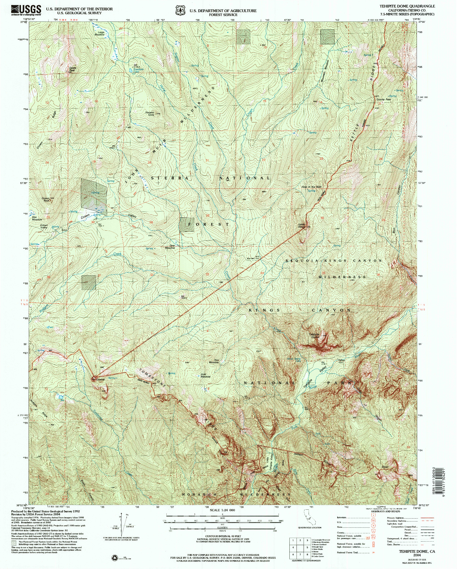 USGS 1:24000-SCALE QUADRANGLE FOR TEHIPITE DOME, CA 2004