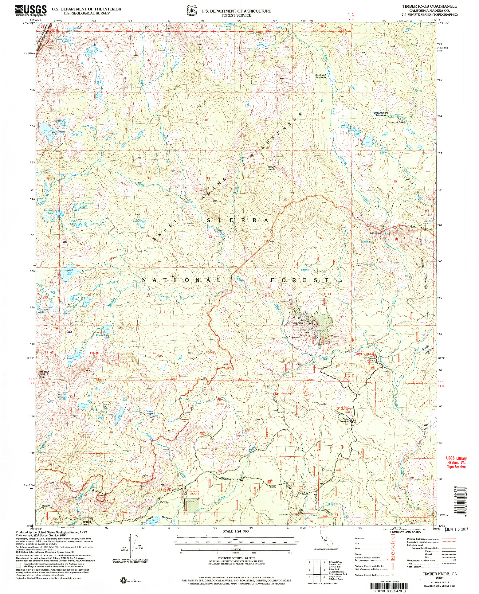 USGS 1:24000-SCALE QUADRANGLE FOR TIMBER KNOB, CA 2004