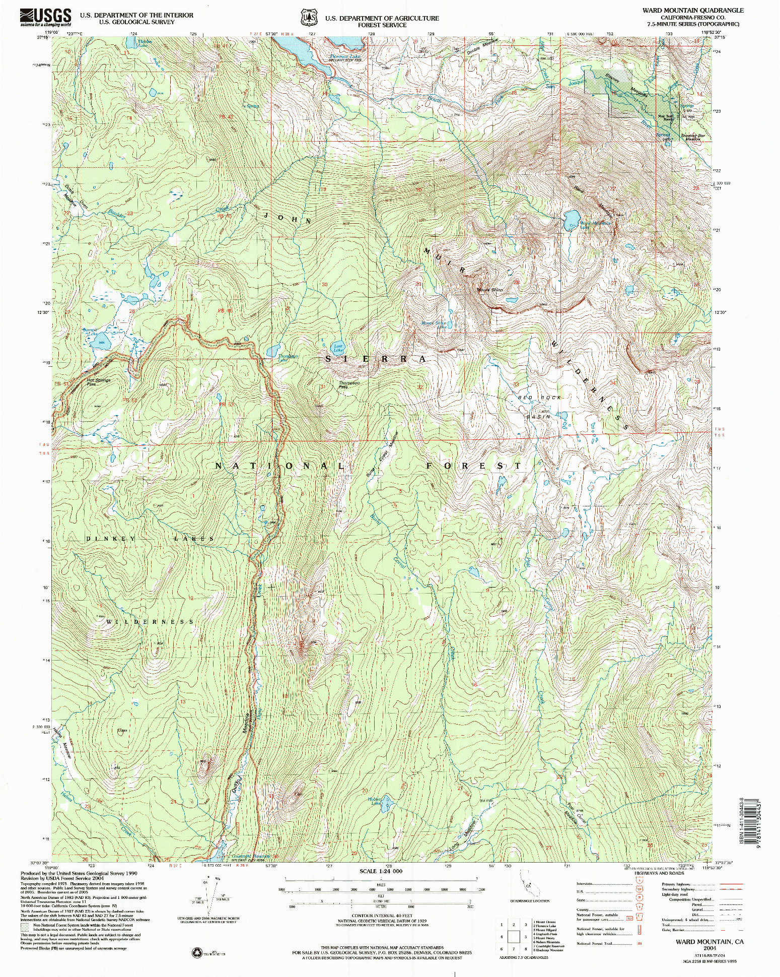 USGS 1:24000-SCALE QUADRANGLE FOR WARD MOUNTAIN, CA 2004