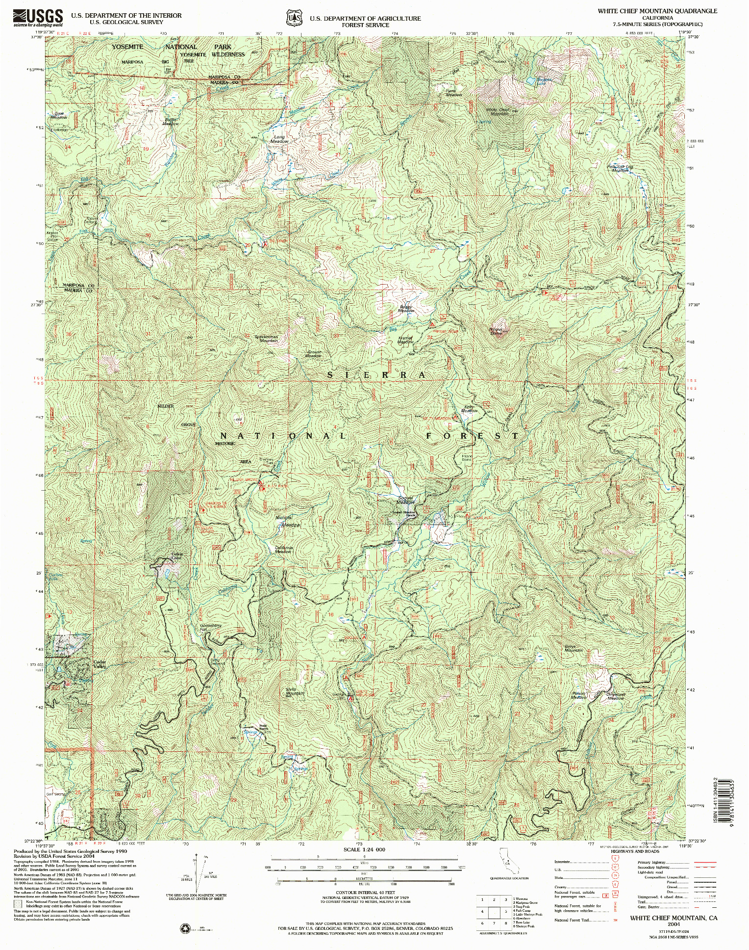 USGS 1:24000-SCALE QUADRANGLE FOR WHITE CHIEF MOUNTAIN, CA 2004
