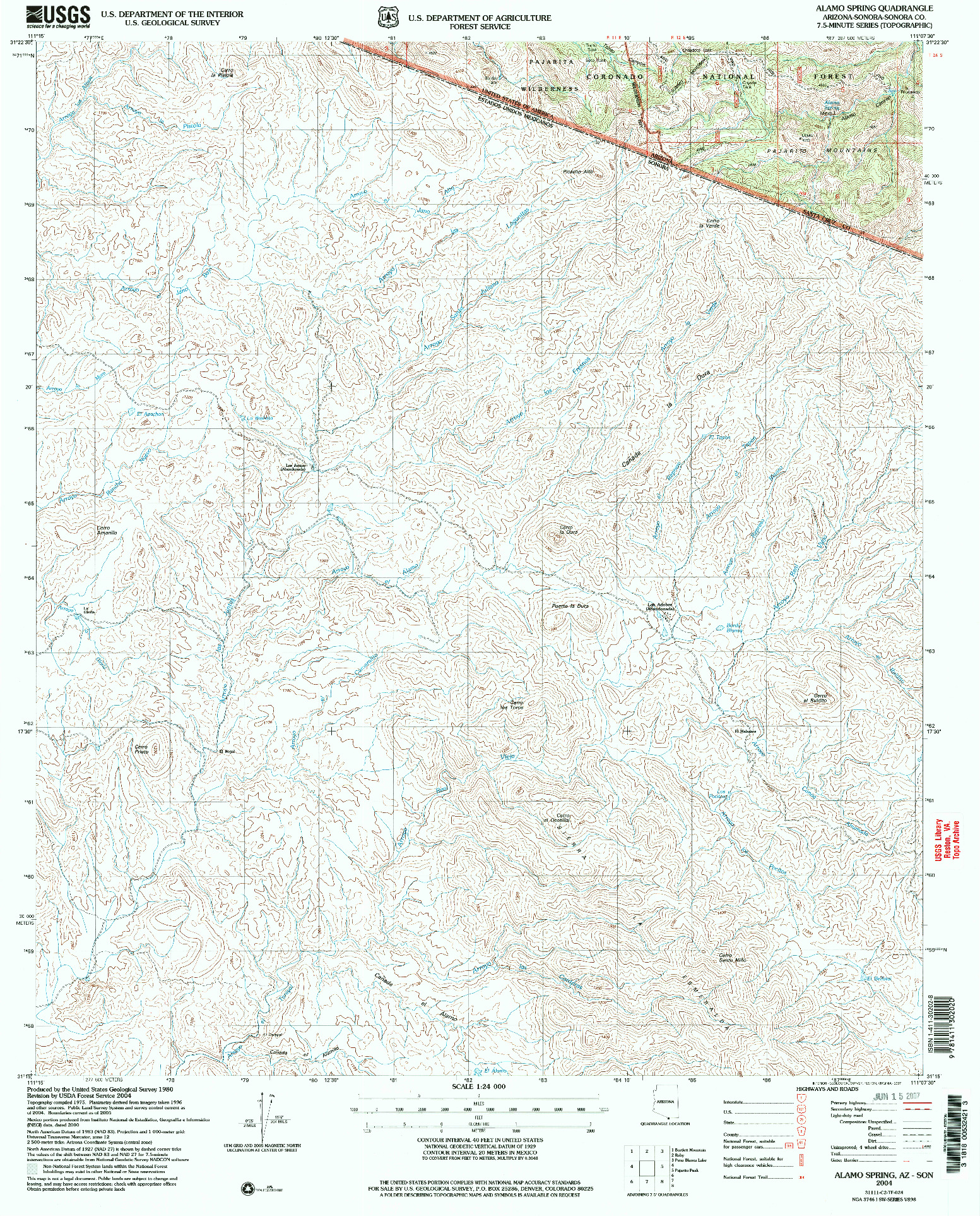 USGS 1:24000-SCALE QUADRANGLE FOR ALAMO SPRING, AZ 2004