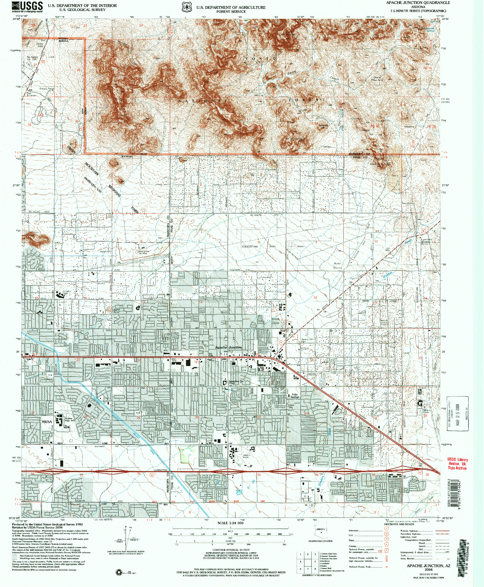 USGS 1:24000-SCALE QUADRANGLE FOR APACHE JUNCTION, AZ 2004