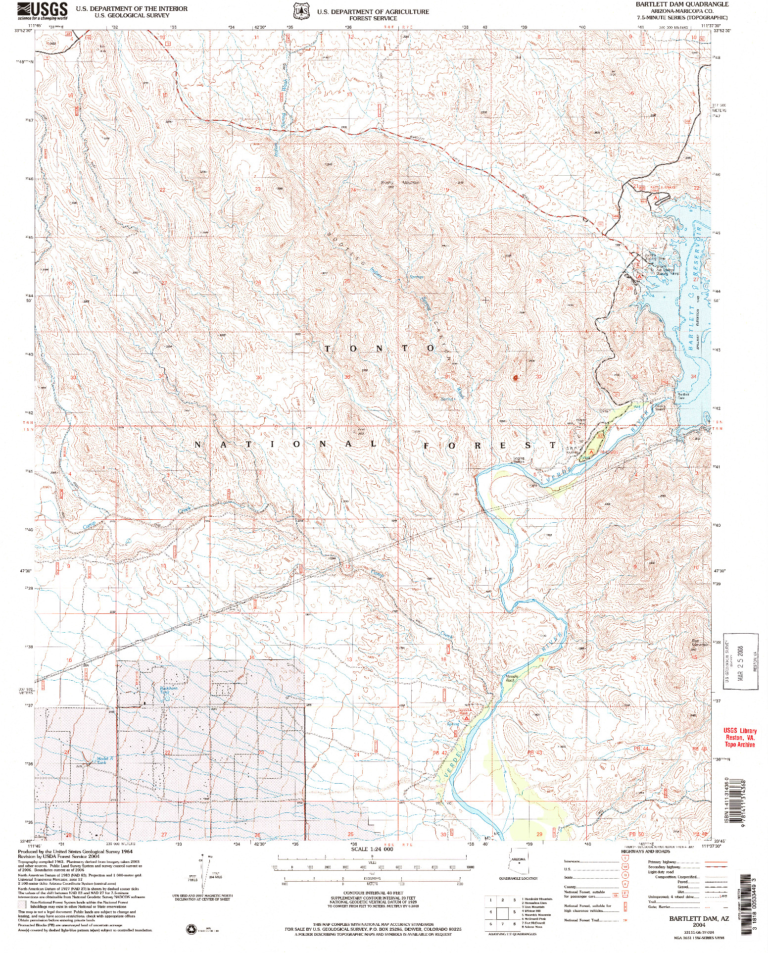 USGS 1:24000-SCALE QUADRANGLE FOR BARTLETT DAM, AZ 2004