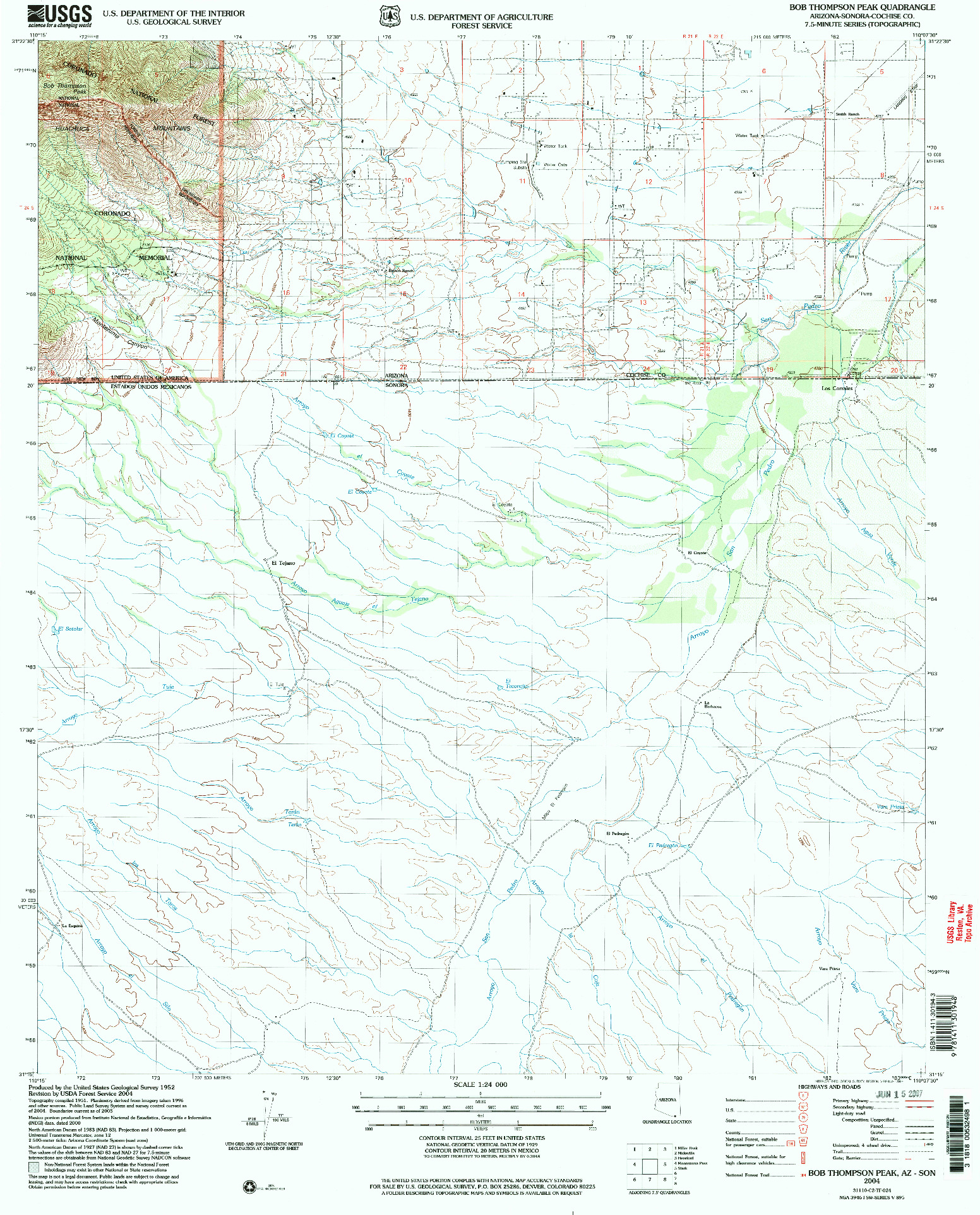 USGS 1:24000-SCALE QUADRANGLE FOR BOB THOMPSON PEAK, AZ 2004