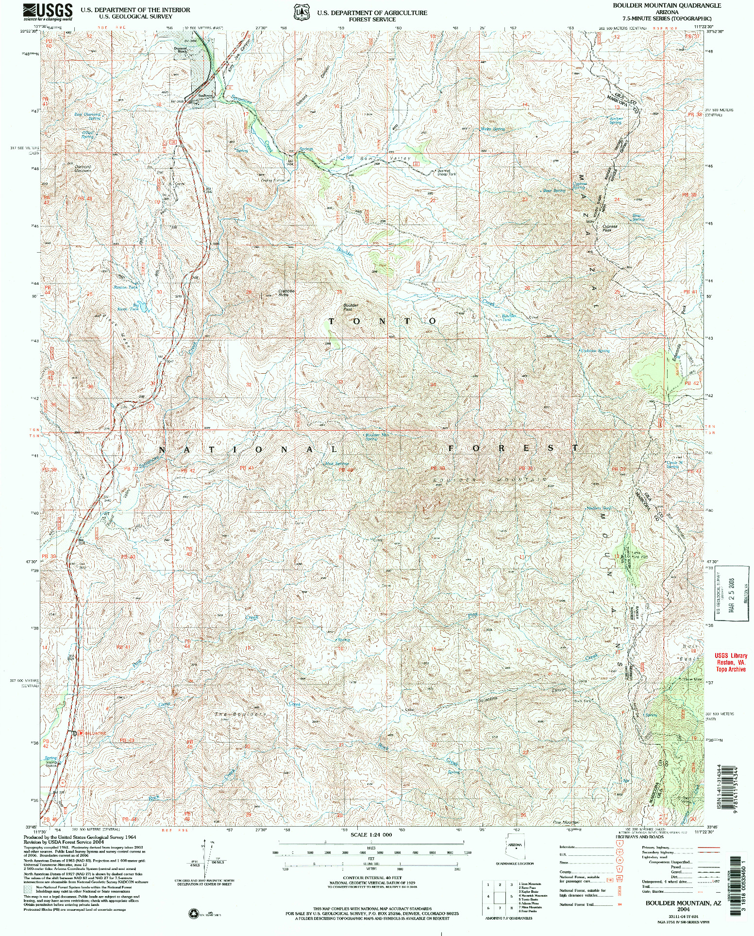 USGS 1:24000-SCALE QUADRANGLE FOR BOULDER MOUNTAIN, AZ 2004