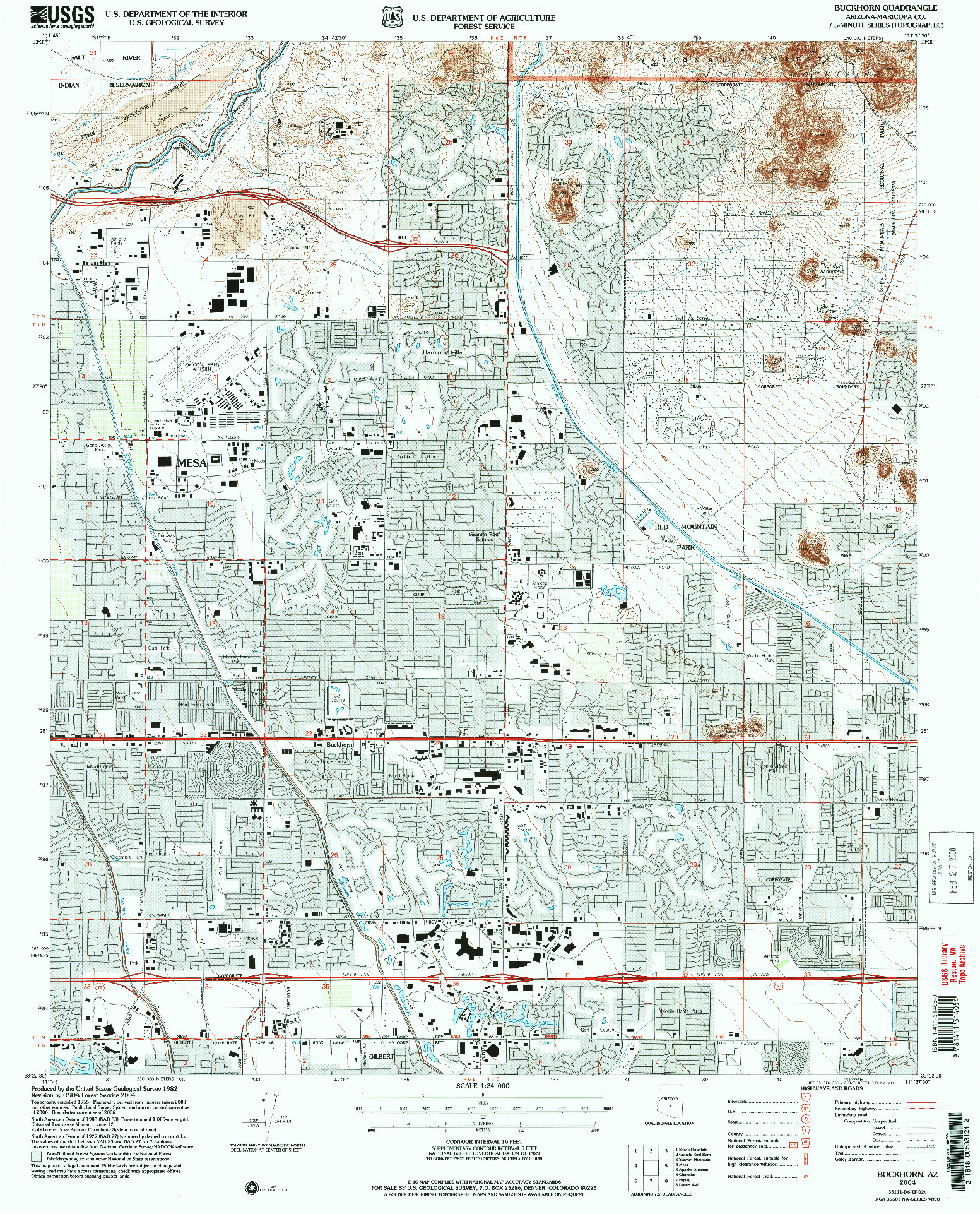 USGS 1:24000-SCALE QUADRANGLE FOR BUCKHORN, AZ 2004